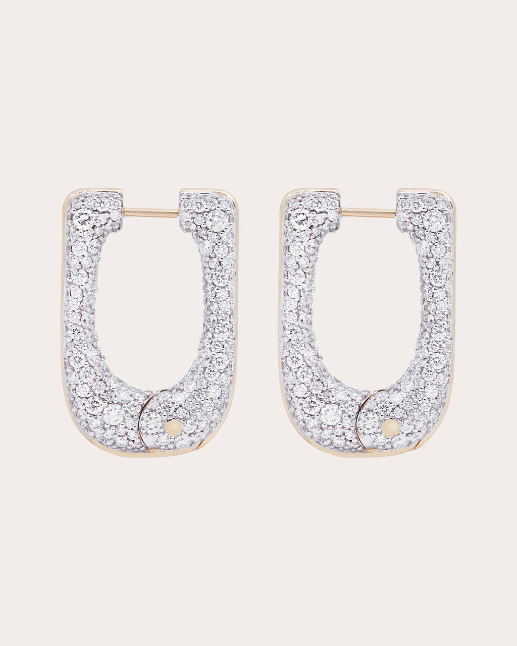 Diamond Found Rib Curve Hoop Earrings