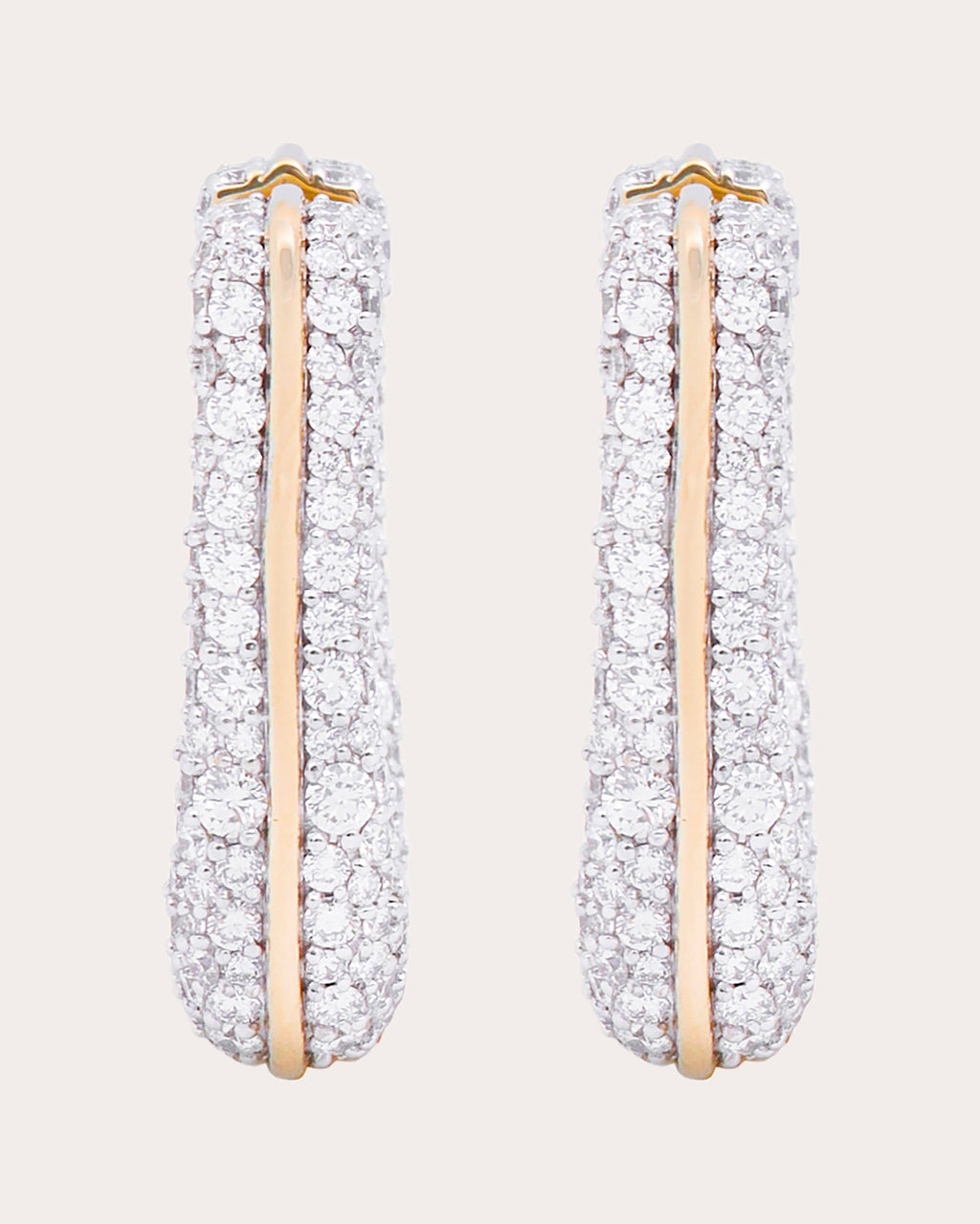 Diamond Found Rib Curve Hoop Earrings