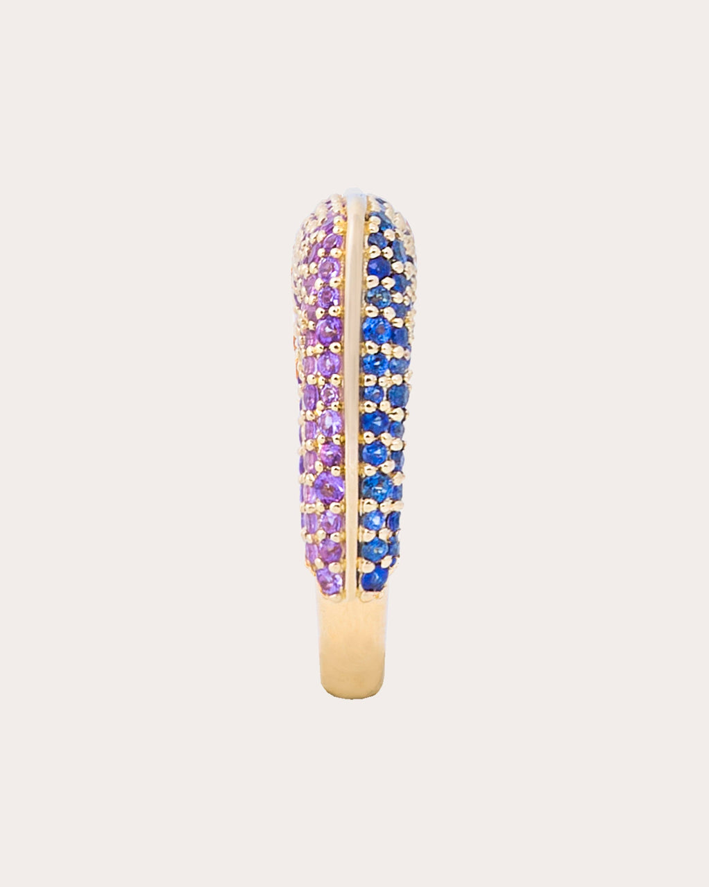 Amethyst & Sapphire Found Rib Curve Band Ring
