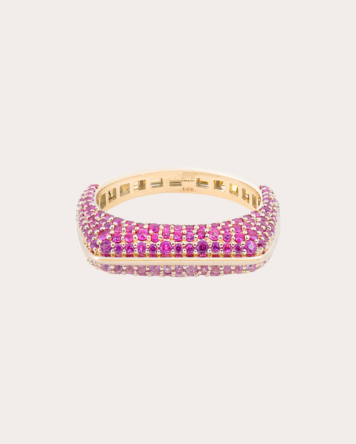 Pink Sapphire Found Rib Curve Band Ring