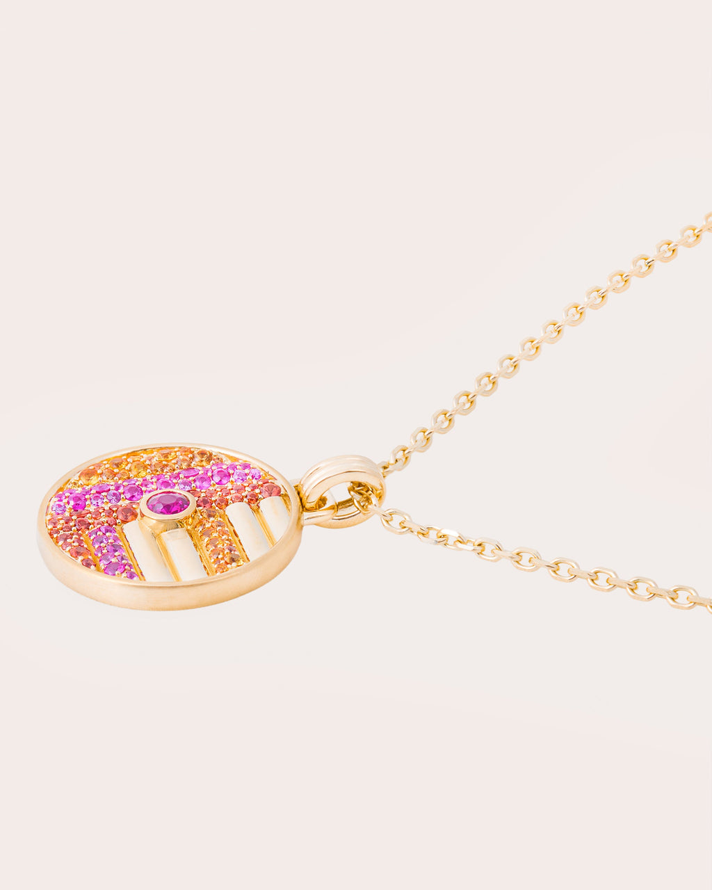 Multicolor Sapphire Found Large Disc Necklace