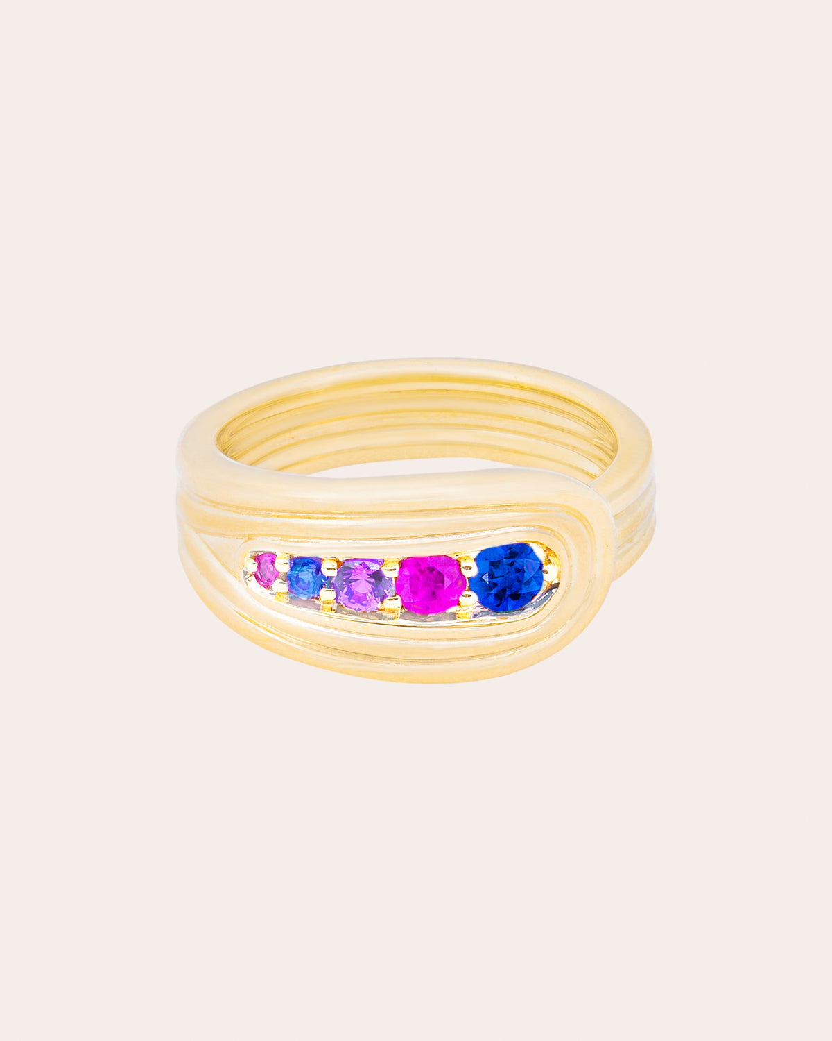 Sapphire & Amethyst Found Nest Bypass Ring