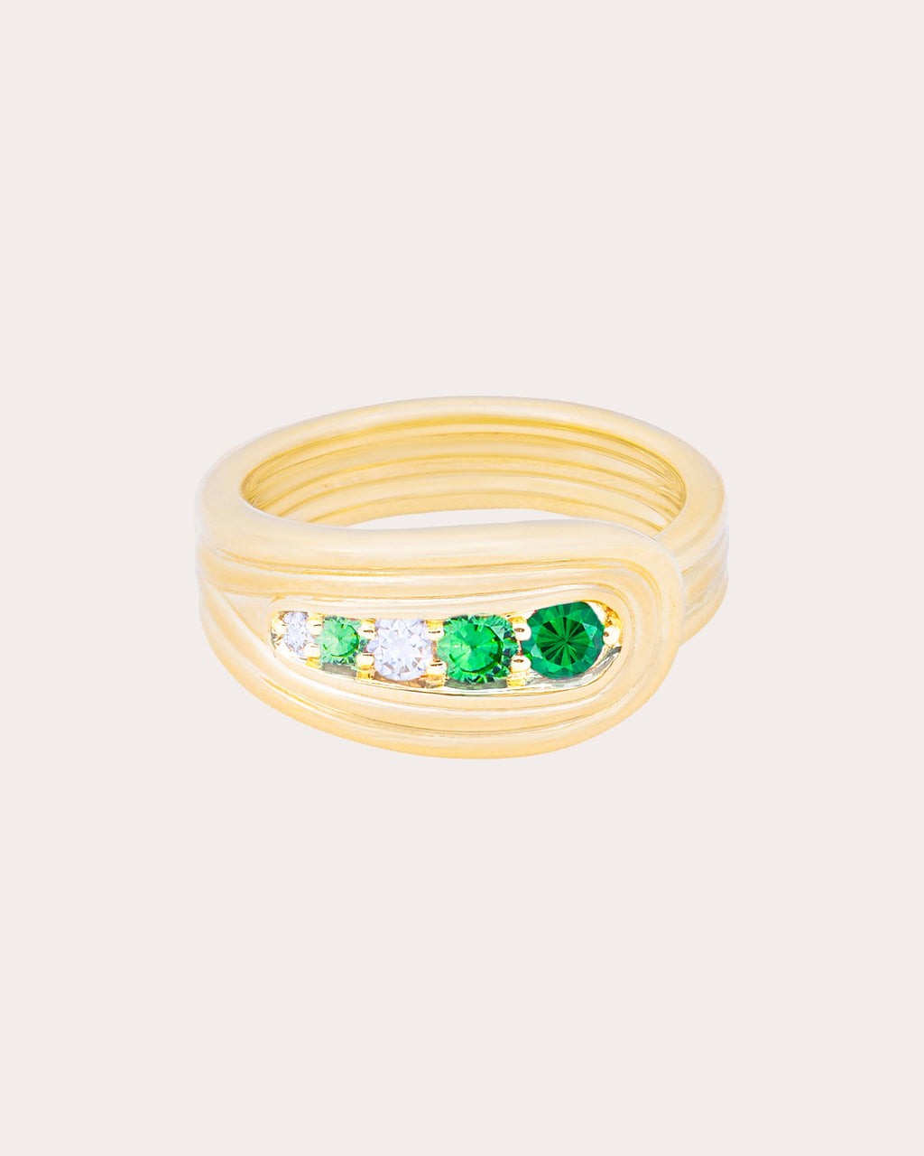 Diamond & Tsavorite Found Nest Bypass Ring