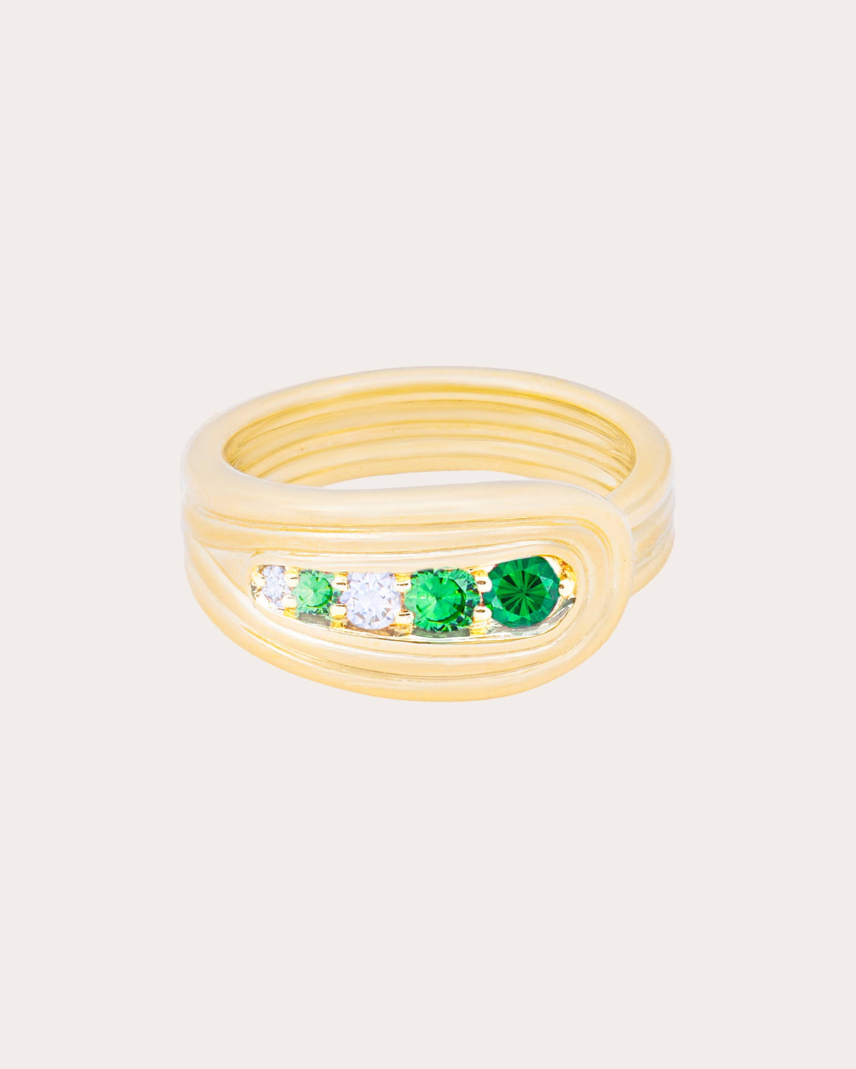 Diamond & Tsavorite Found Nest Bypass Ring