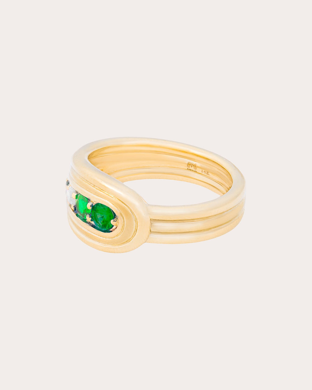 Diamond & Tsavorite Found Nest Bypass Ring