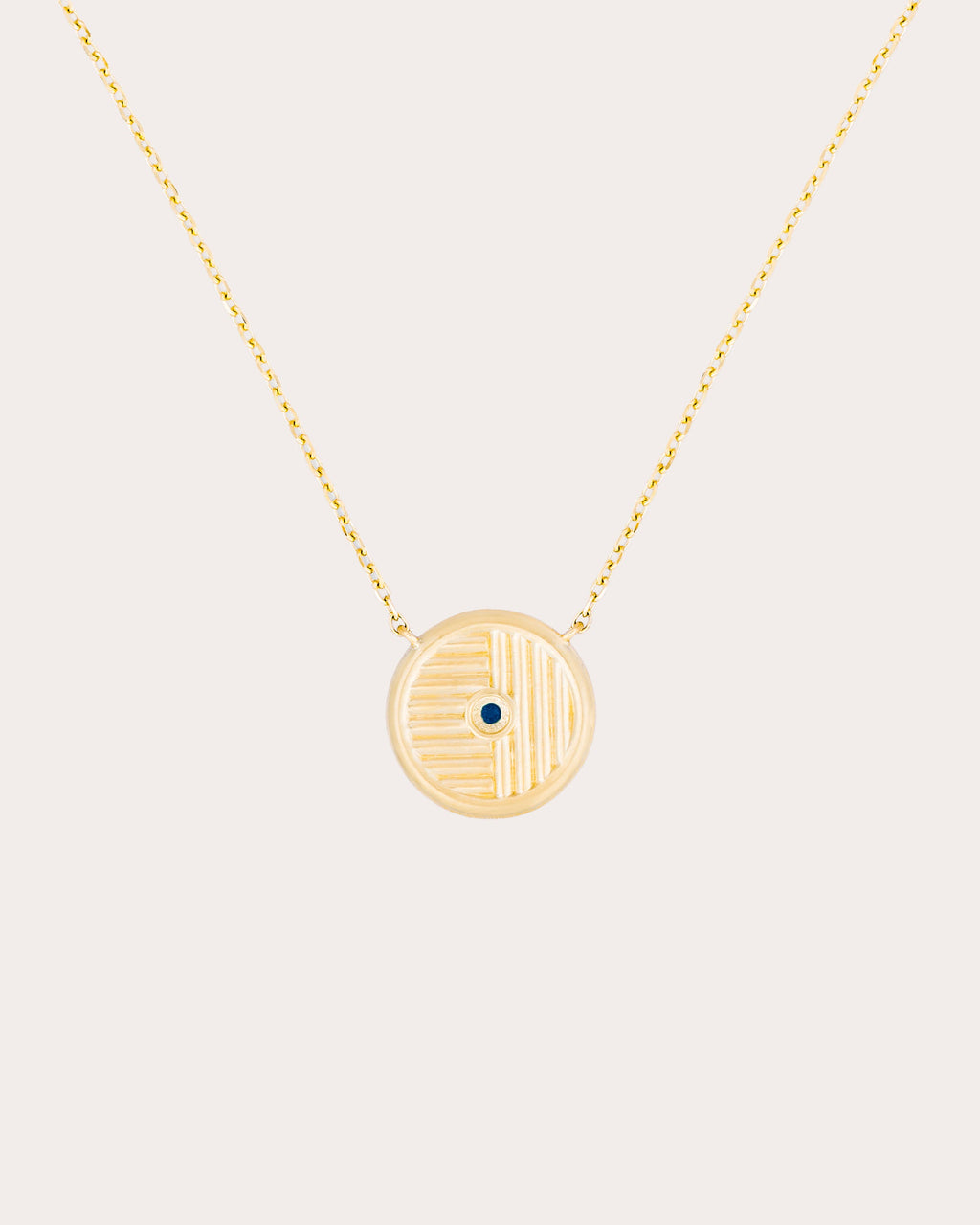Amethyst & Sapphire Found Small Disc Necklace