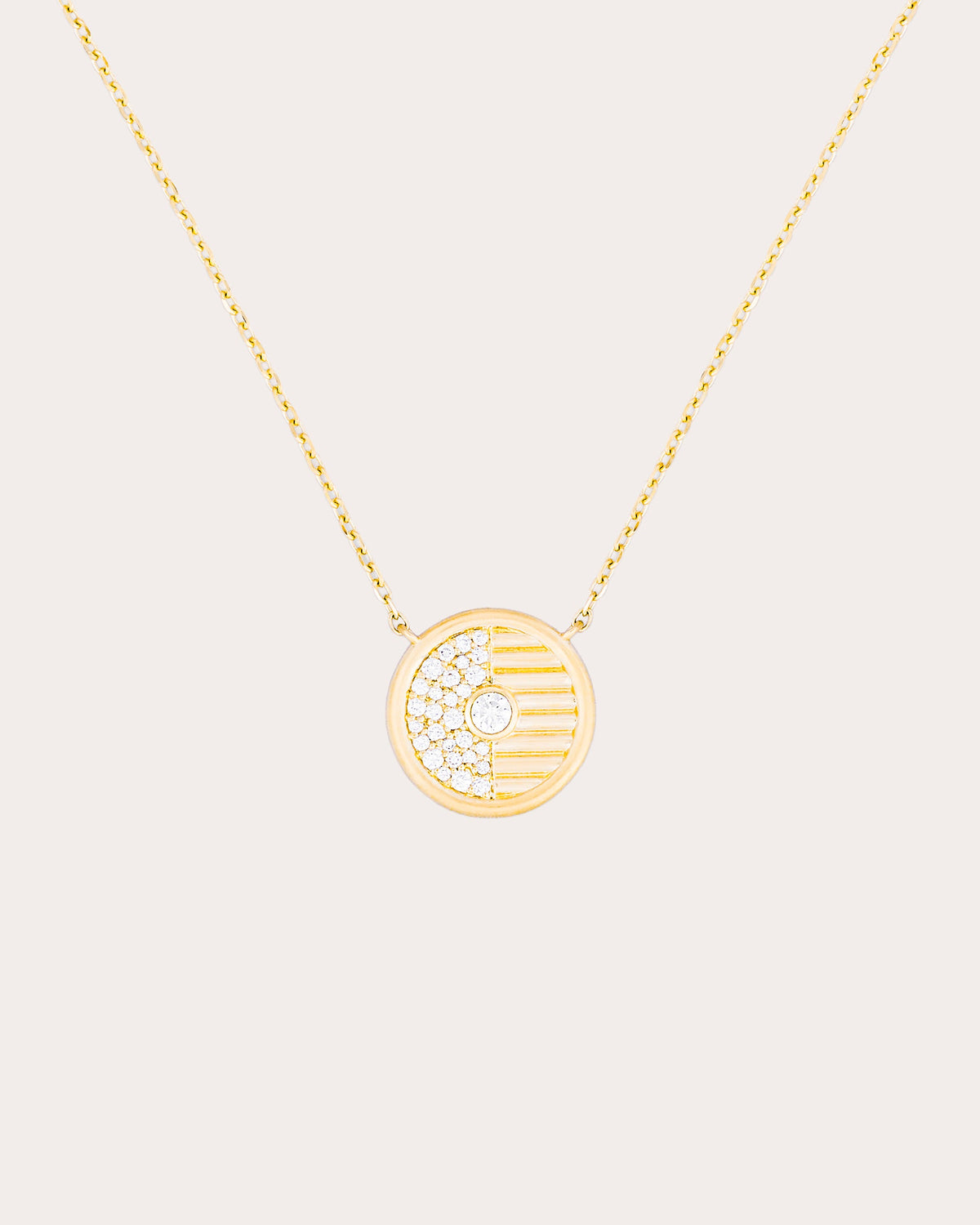 Diamond Found Small Disc Necklace