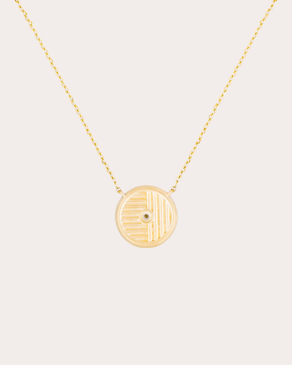 Diamond Found Small Disc Necklace