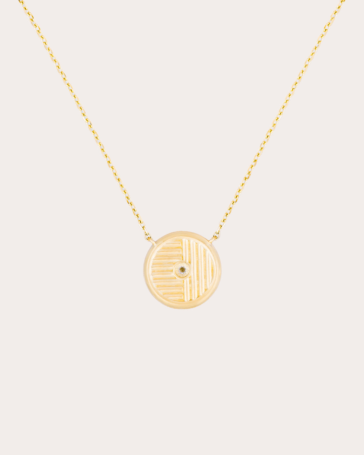 Diamond Found Small Disc Necklace