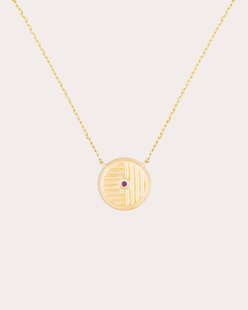 Pink & Orange Sapphire Found Small Disc Necklace