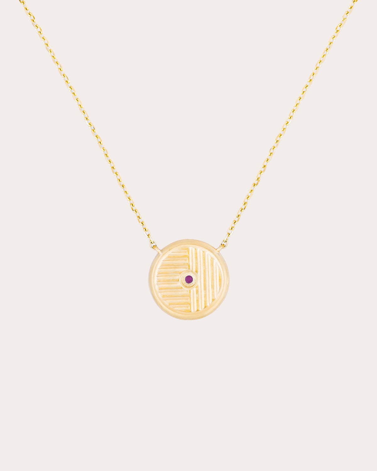 Pink & Orange Sapphire Found Small Disc Necklace