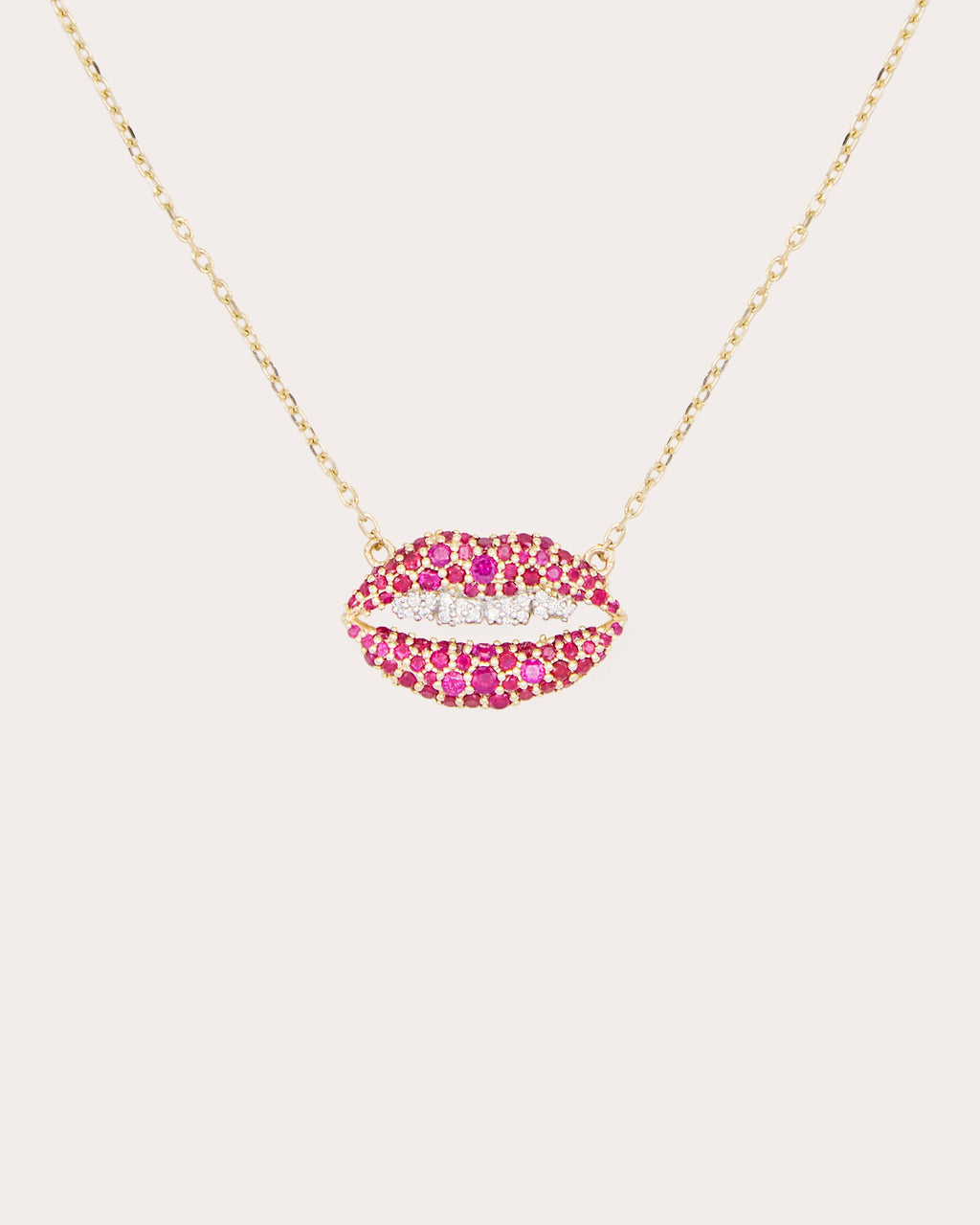 Ruby & Diamond Juju Lips Charm Necklace