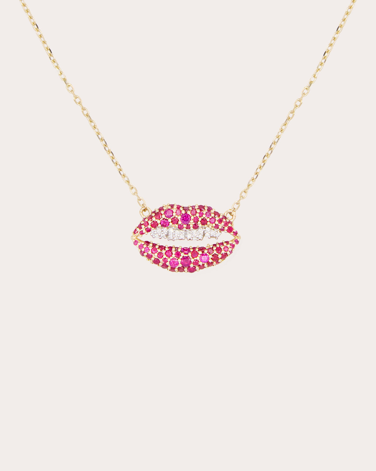 Ruby & Diamond Juju Lips Charm Necklace