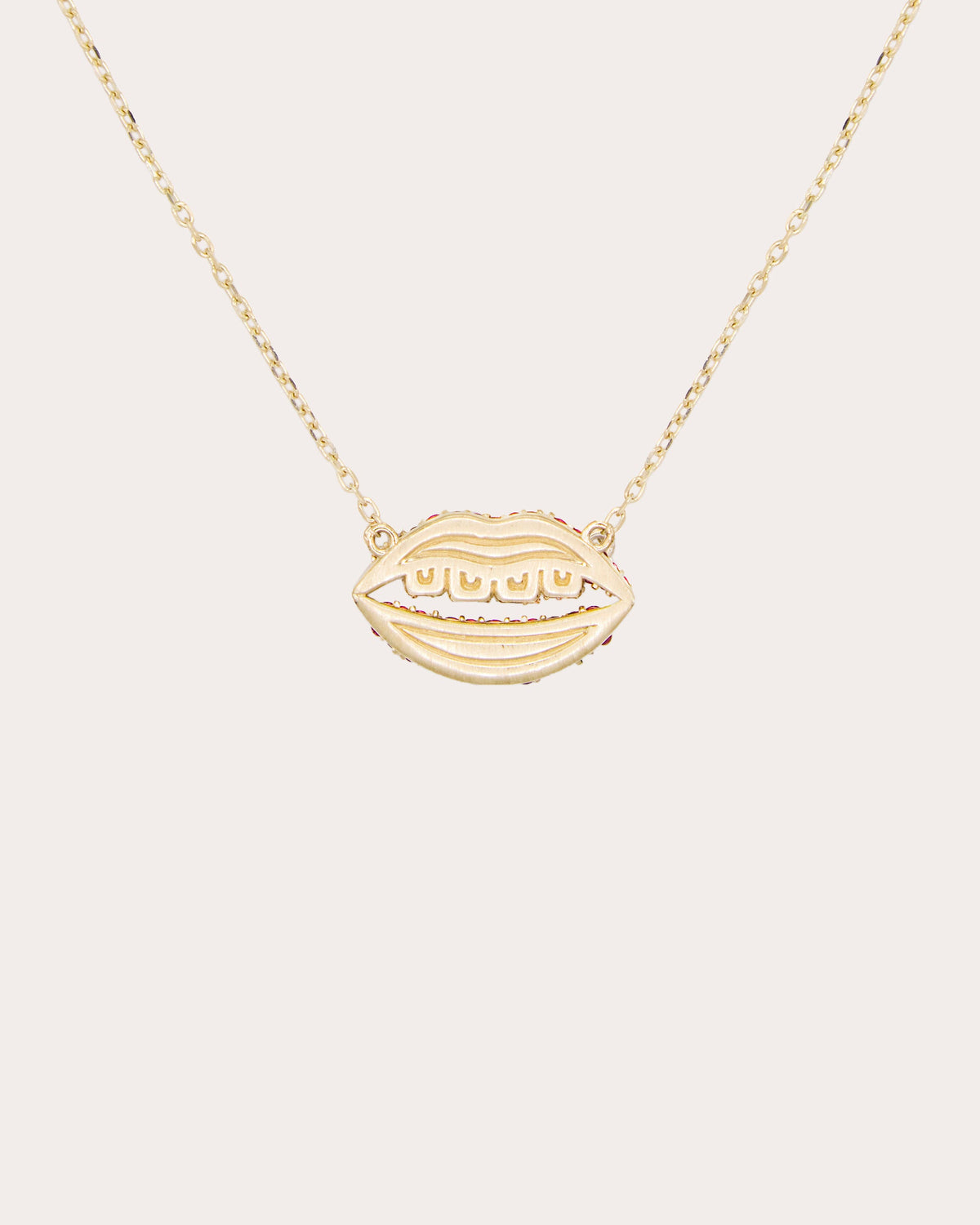 Ruby & Diamond Juju Lips Charm Necklace