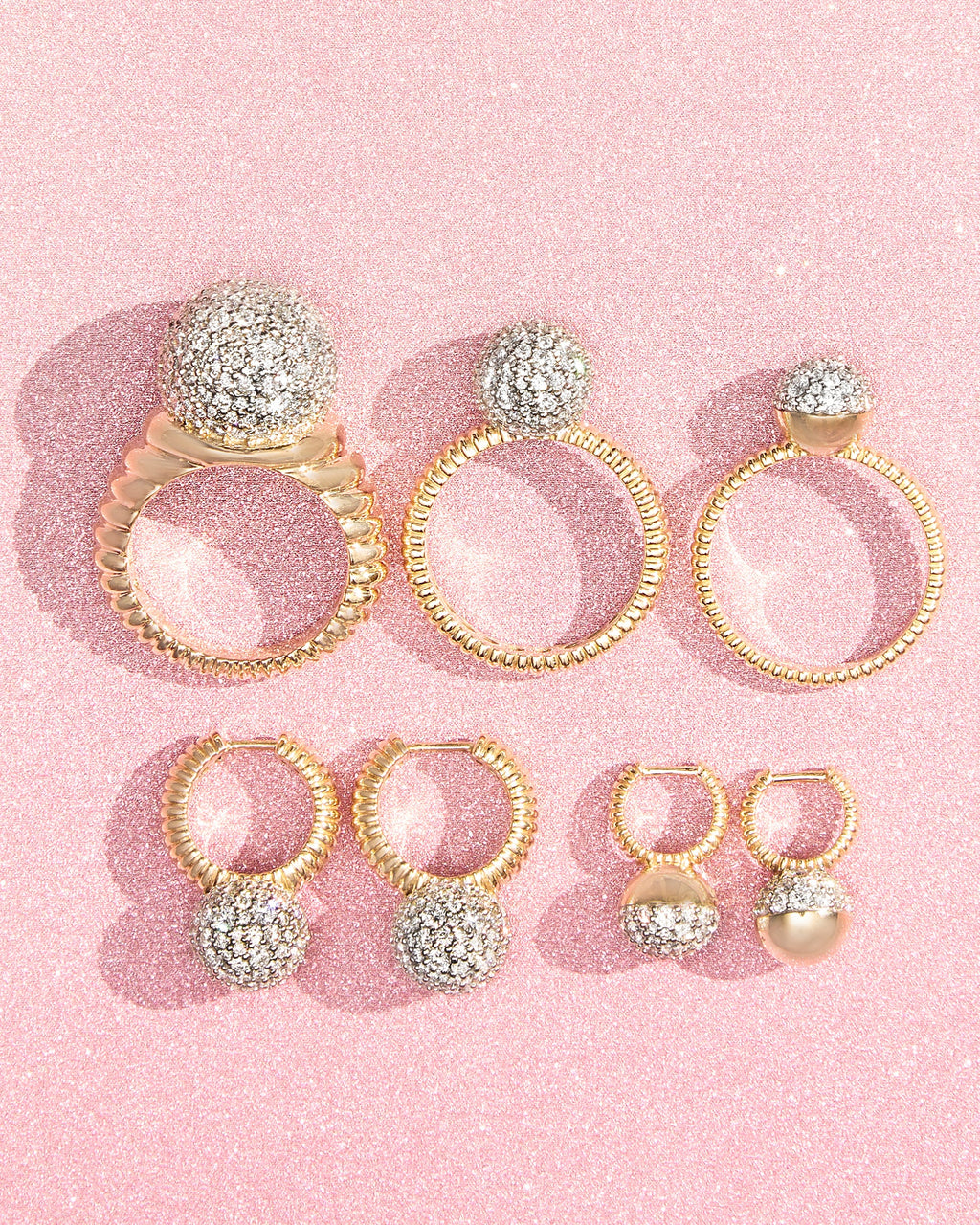Diamond Revel Bobble Huggie Earrings