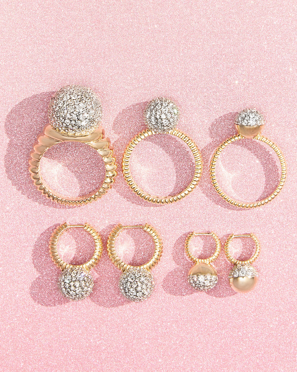 Diamond Revel Bobble Huggie Earrings