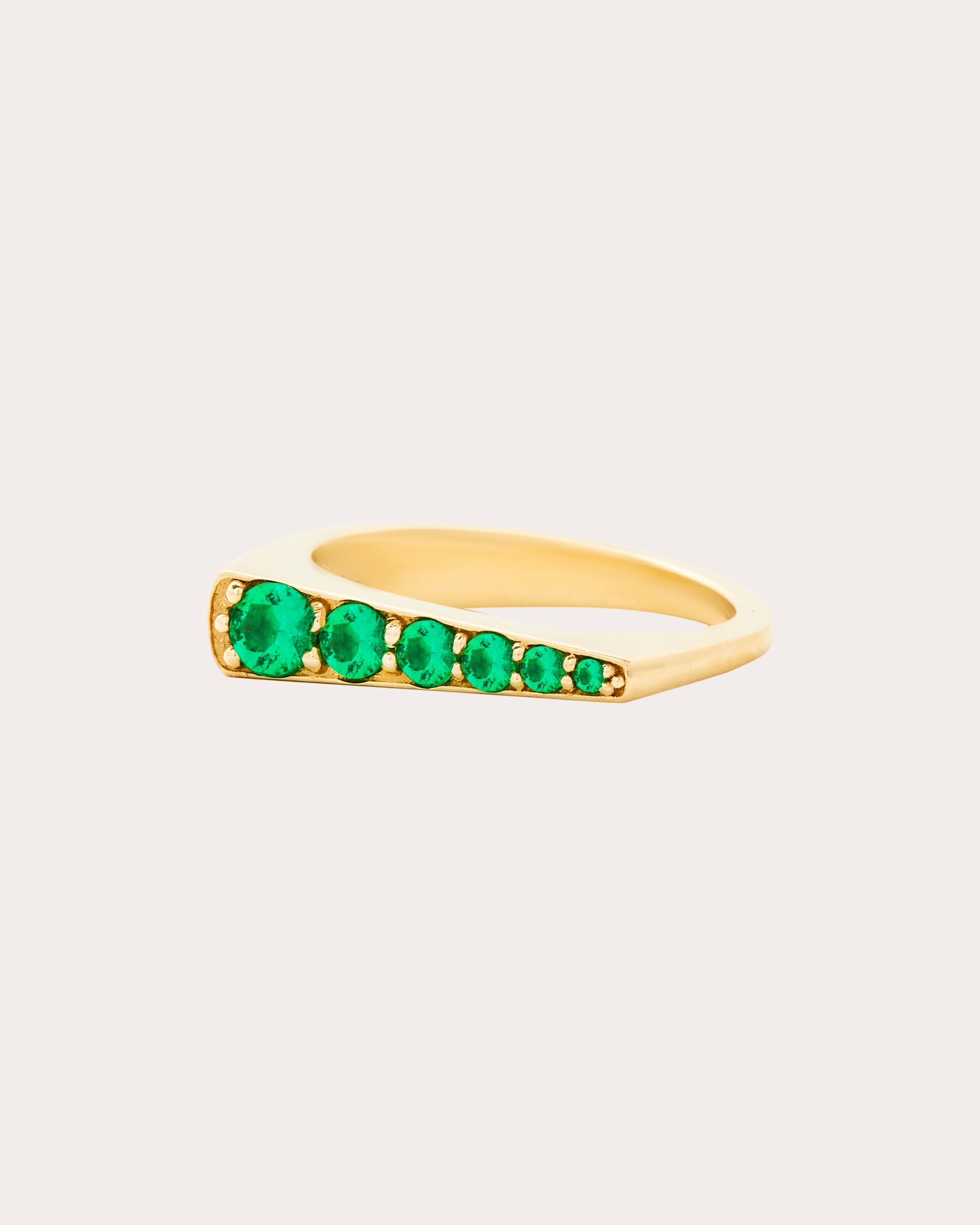 Emerald & 14k Gold Edge Tapered Stackable Ring