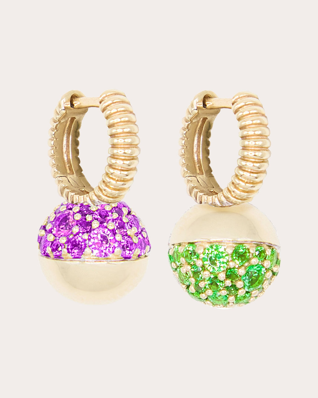 Tsavorite Revel Mini Bobble Huggie Earrings