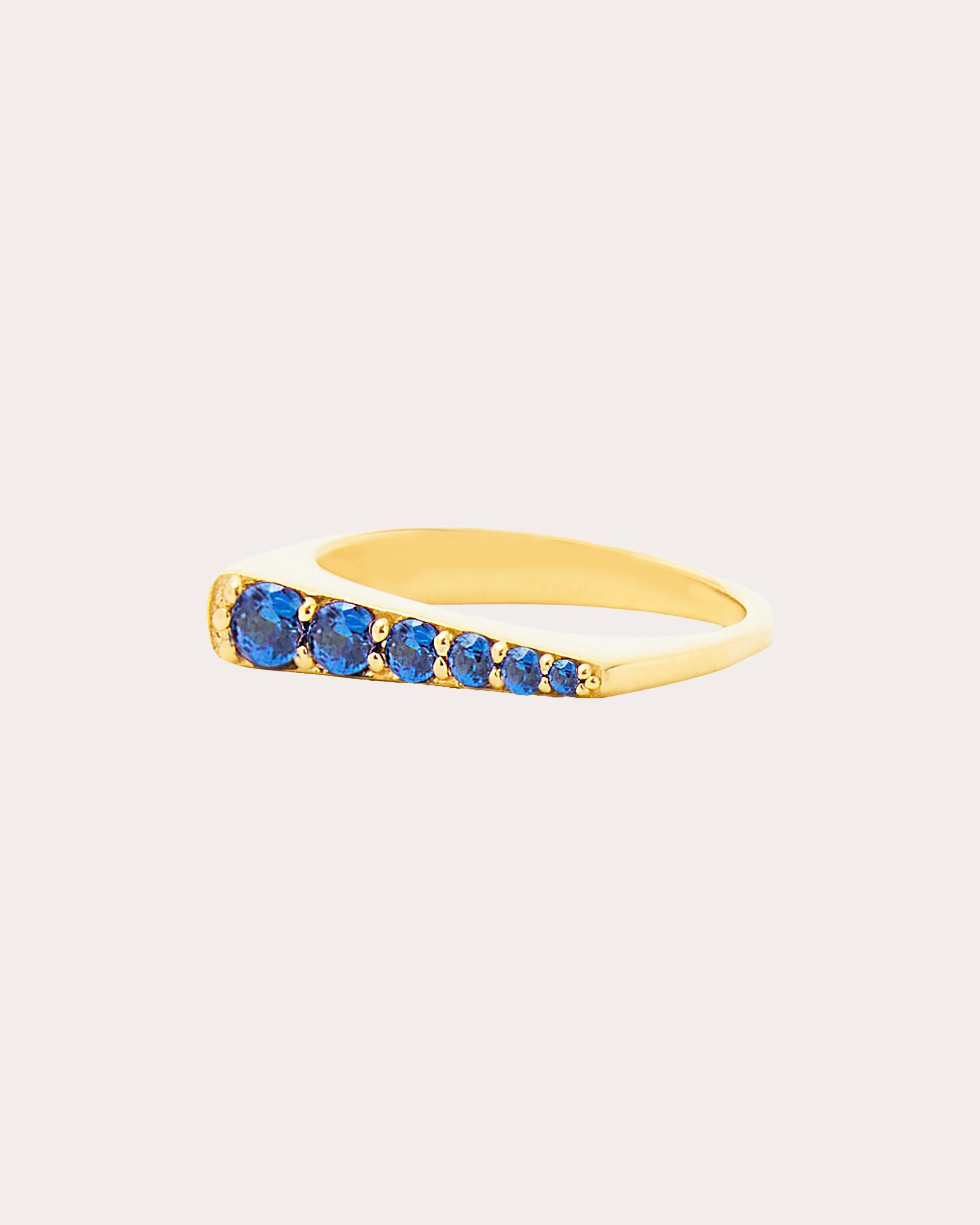 Sapphire & 14k Gold Edge Tapered Stackable Ring