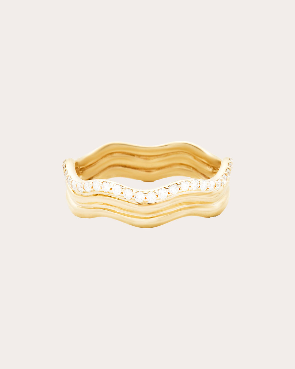 Diamond & 14k Gold Wave Ring