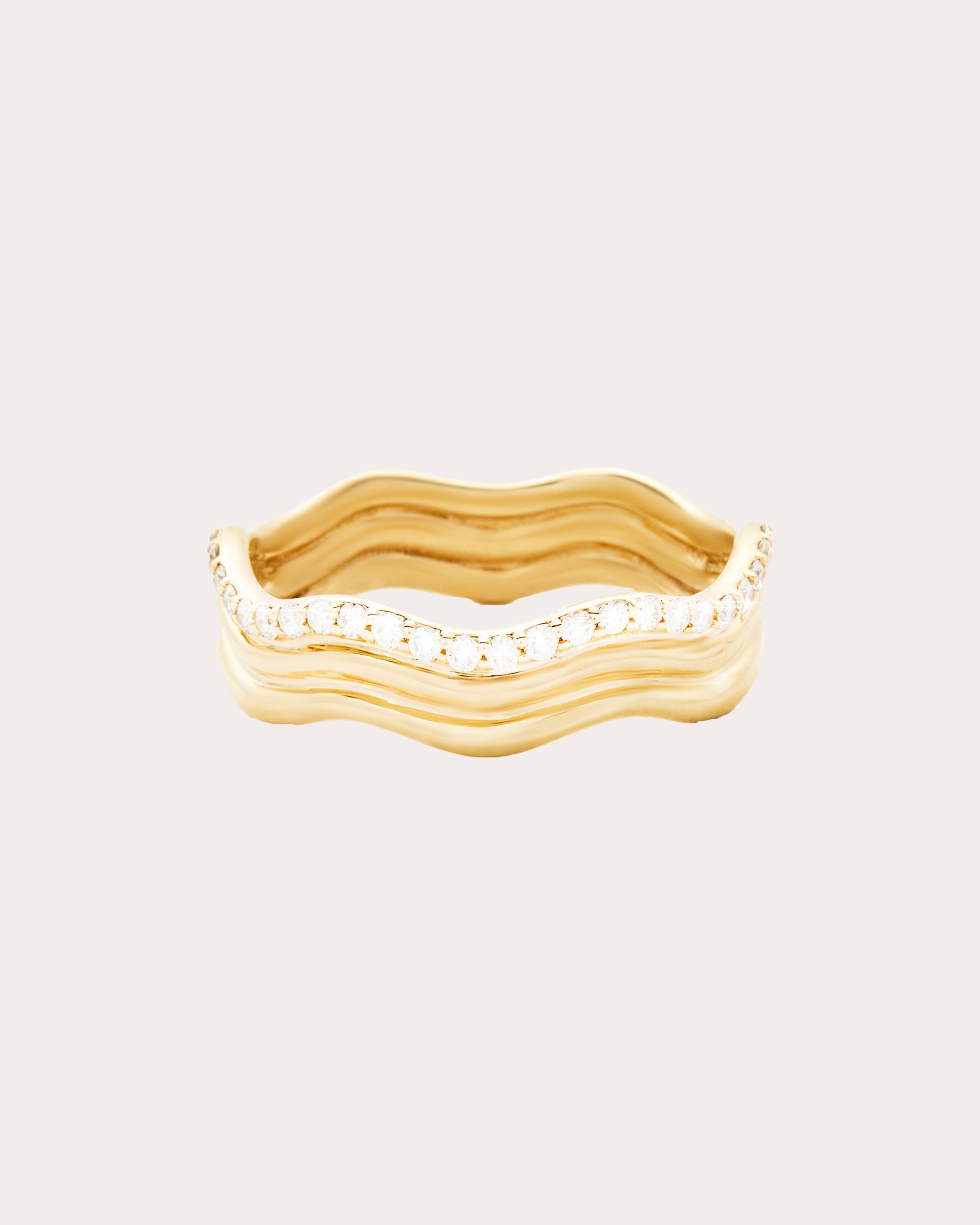 Diamond & 14k Gold Wave Ring