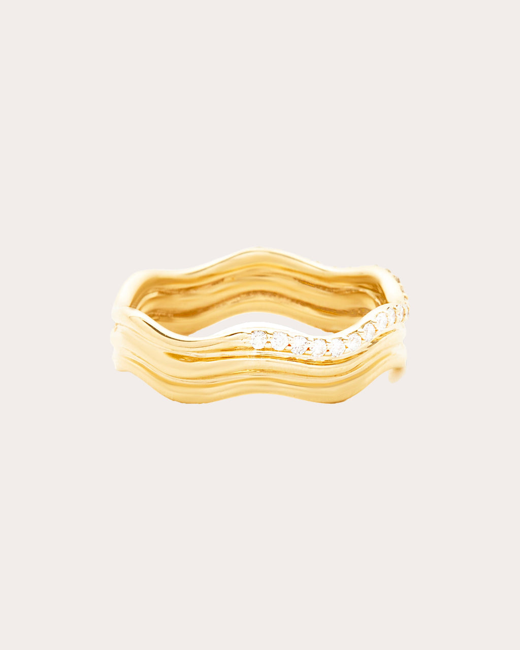 Diamond & 14k Gold Wave Ring