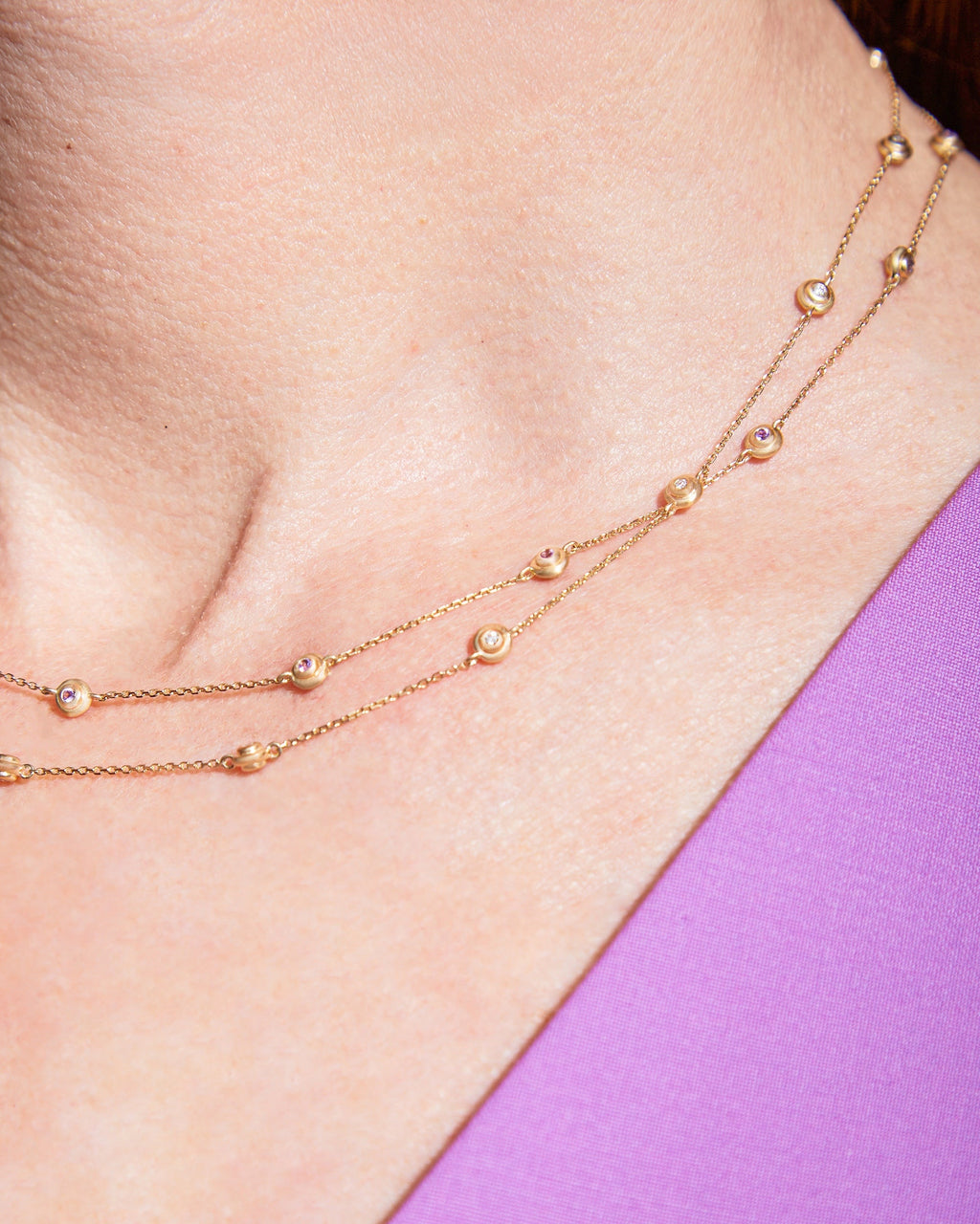 Pink Sapphire Evolve Station Necklace