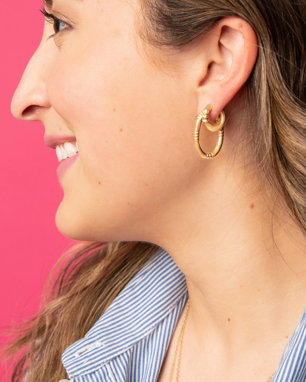 Diamond & 14k Gold Small Crew Oval Hoop Earrings