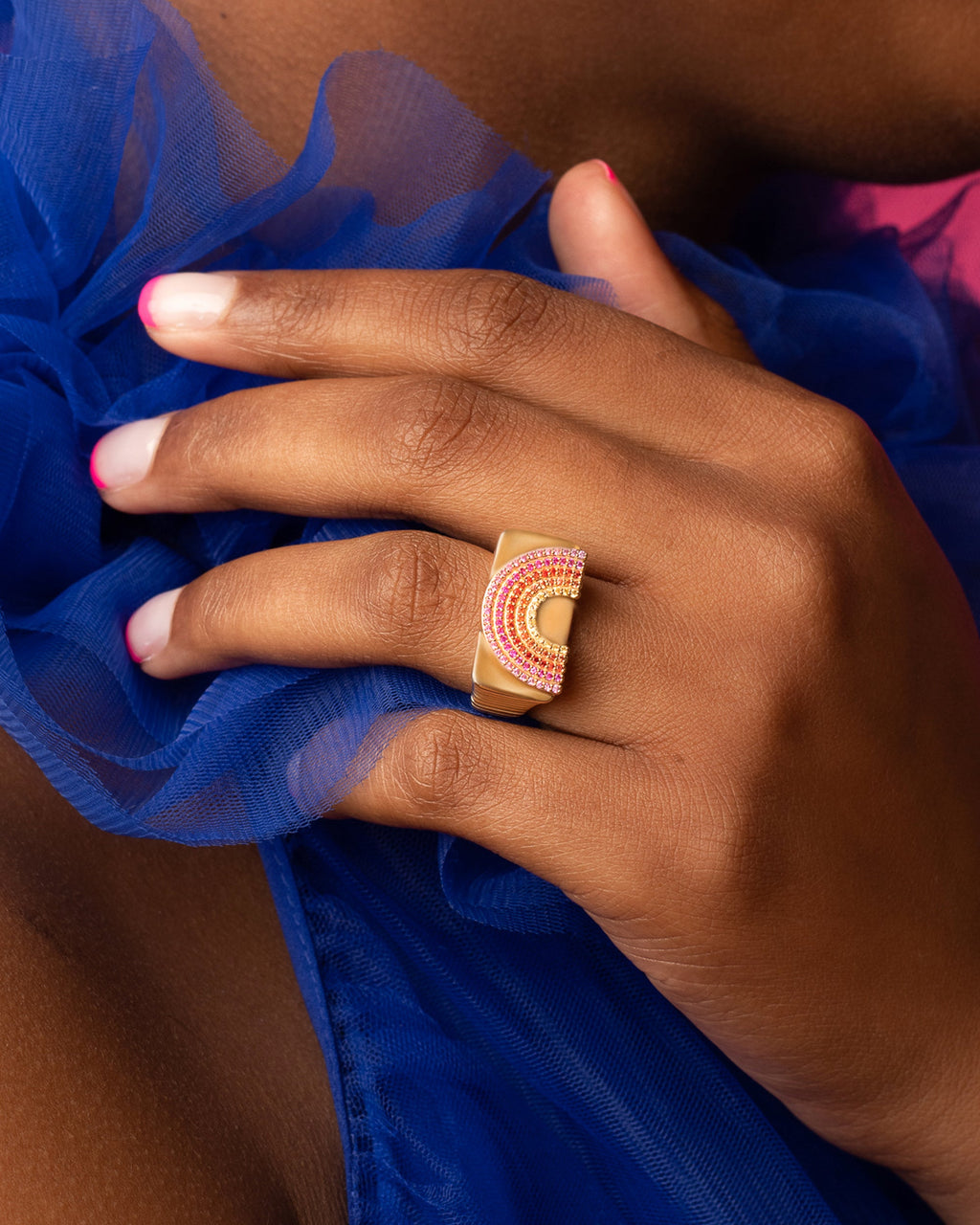 Multicolor Sapphire & 14k Gold Juju Rainbow Ring