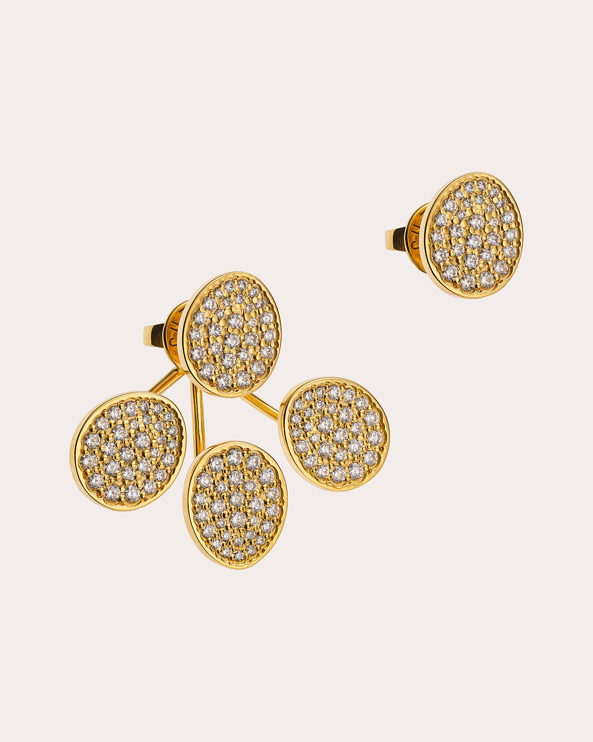 Diamond Tetra Flat Transformer Jacket Earrings