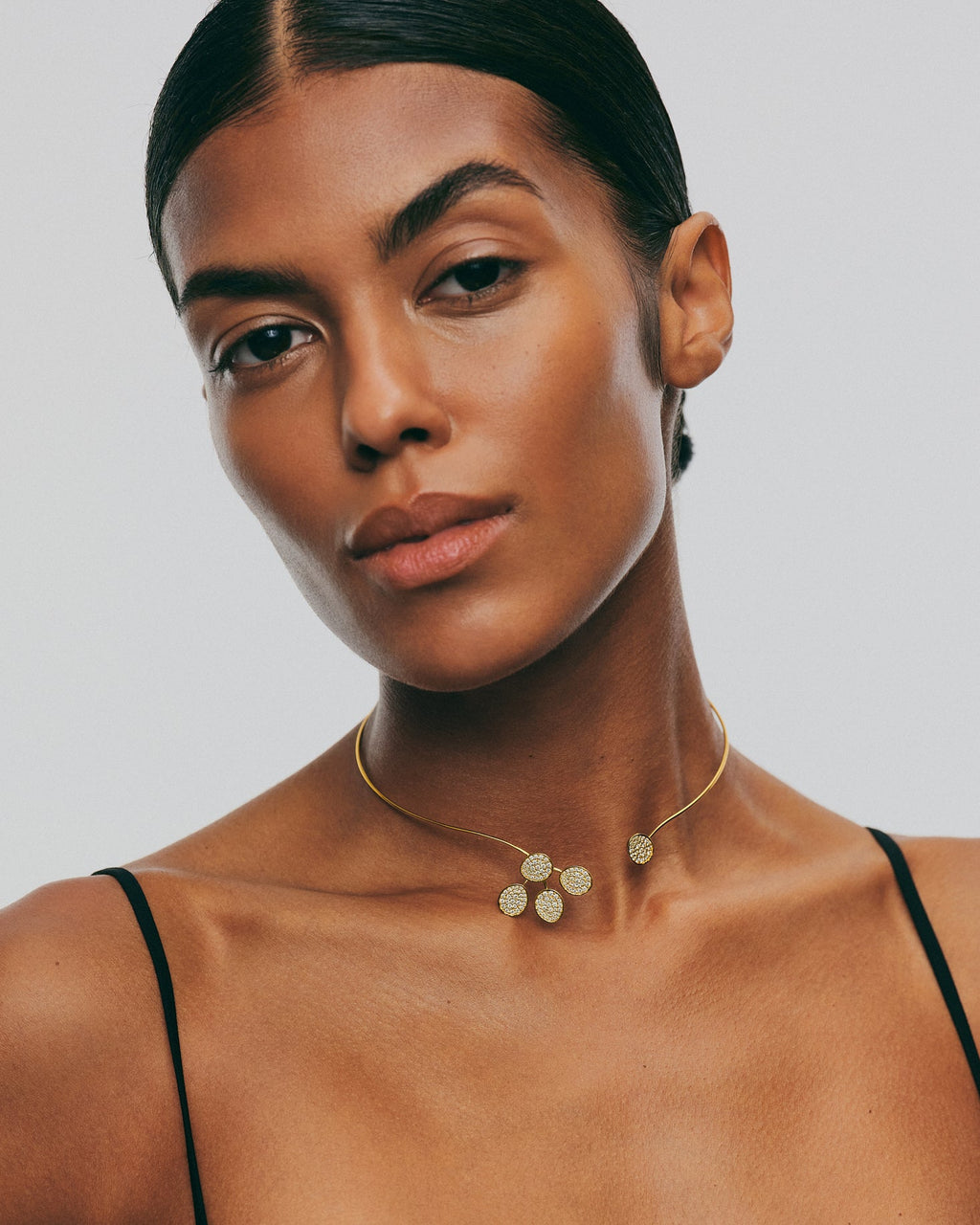 Diamond Petal Flat Collar Necklace