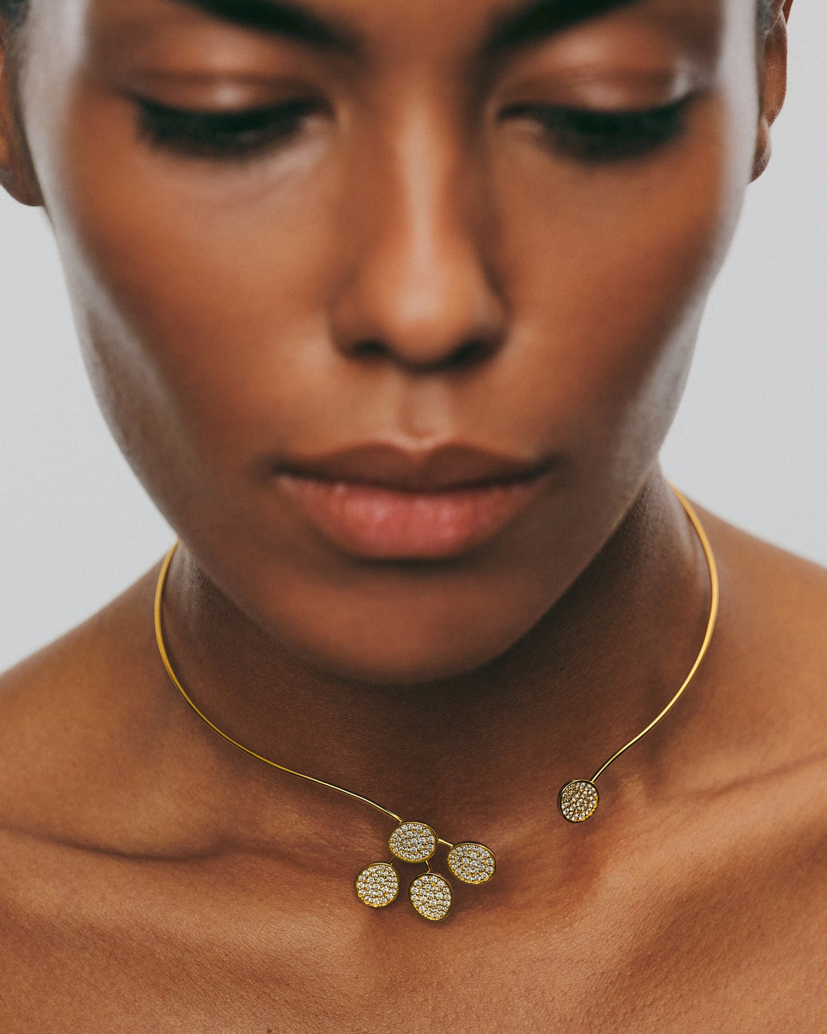 Diamond Petal Flat Collar Necklace