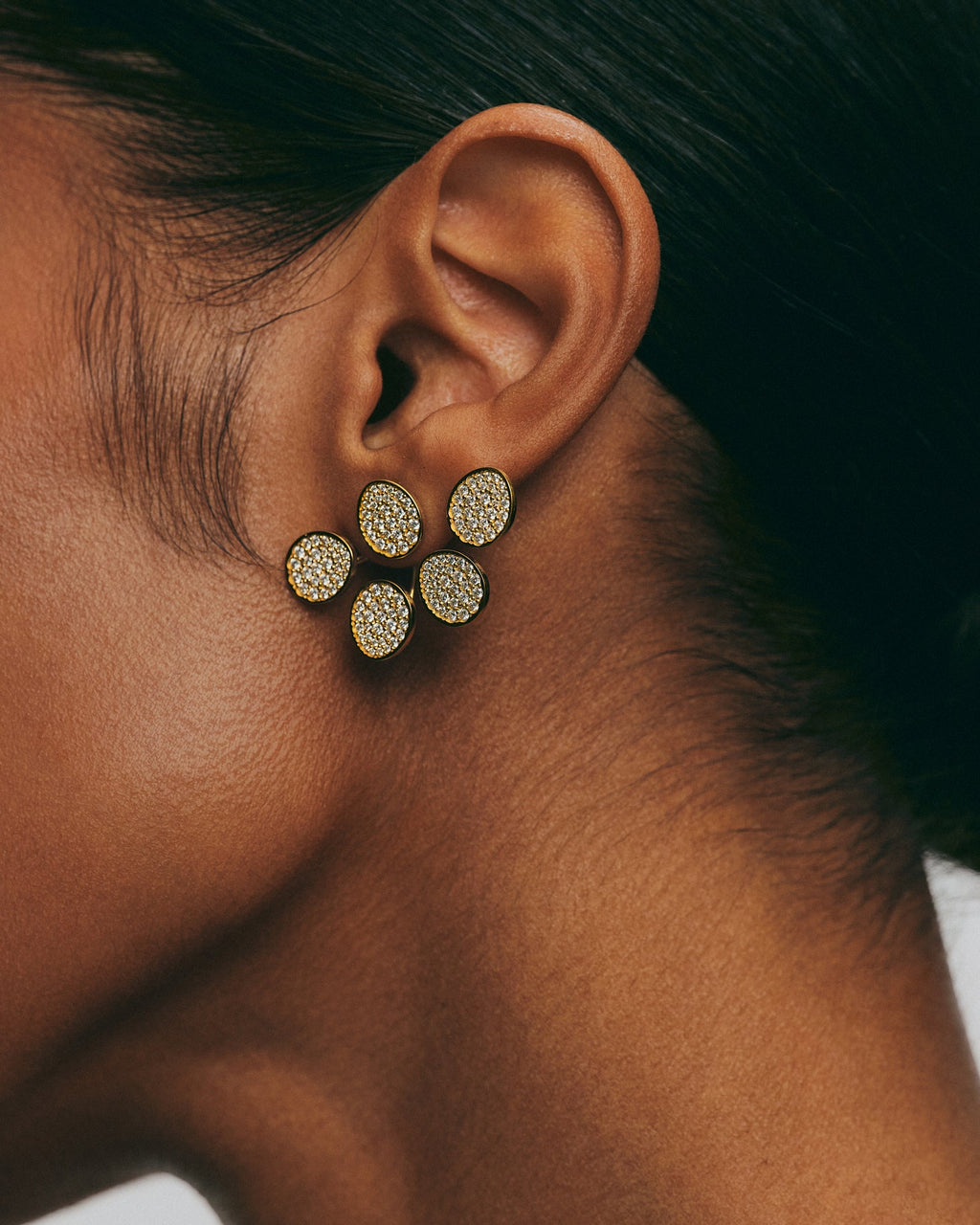 Diamond Bold Quintet Flat Transformer Earrings