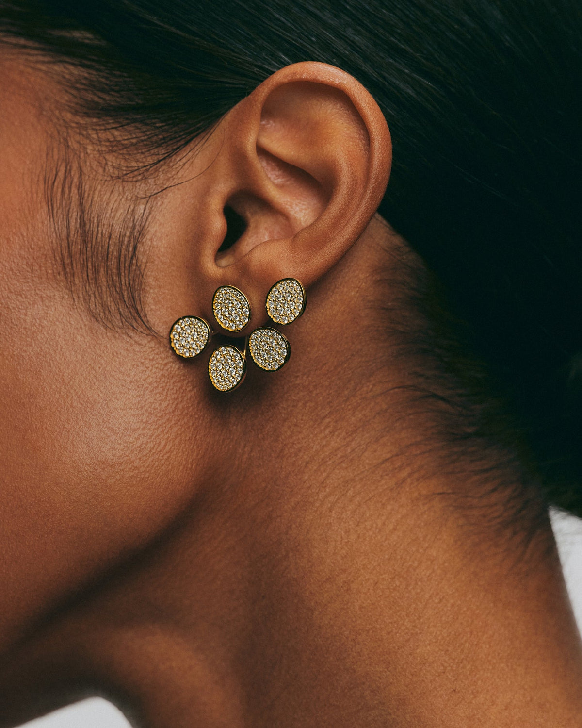 Diamond Bold Quintet Flat Transformer Earrings