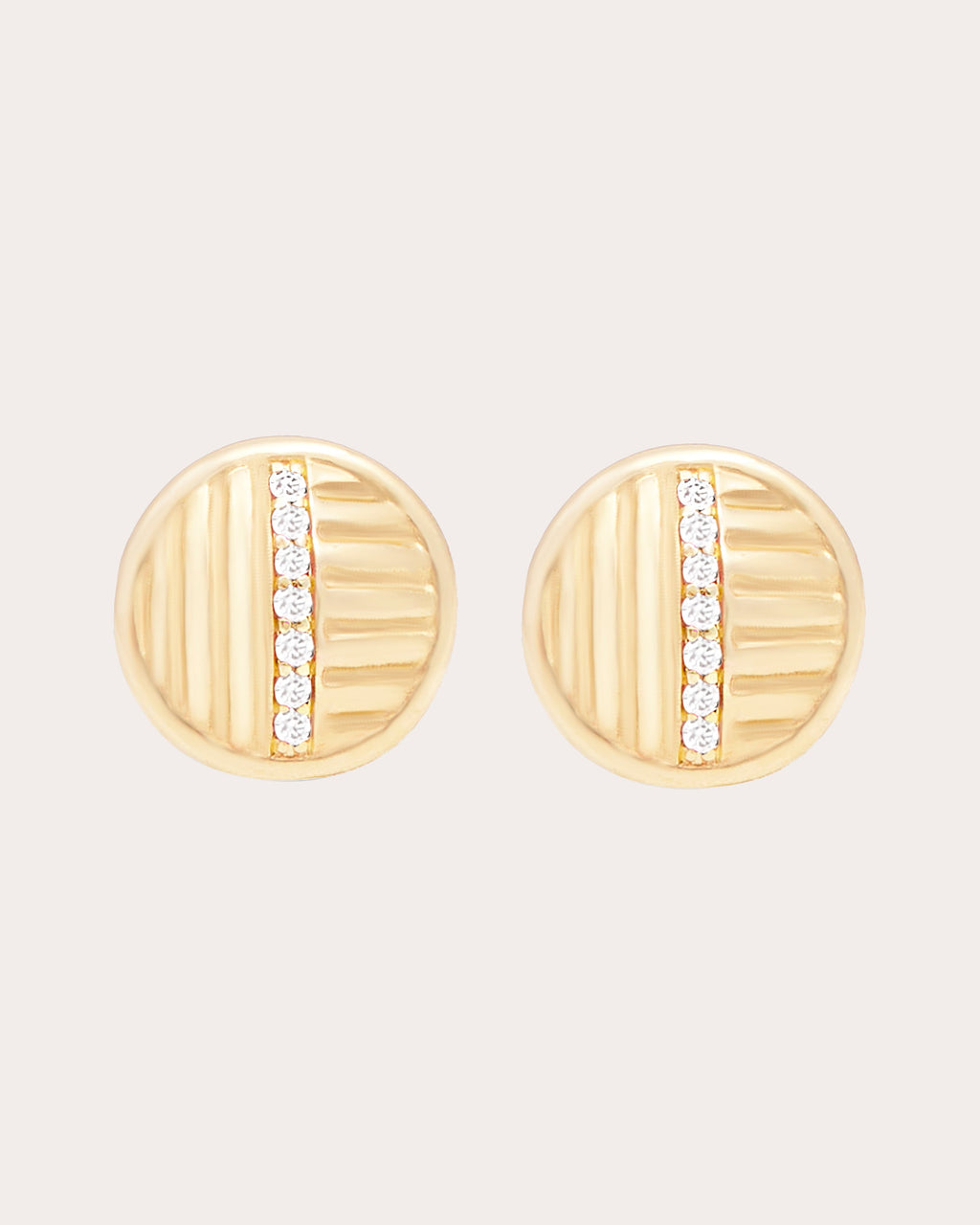Diamond & 14k Gold Found Ribbed Stud Earrings