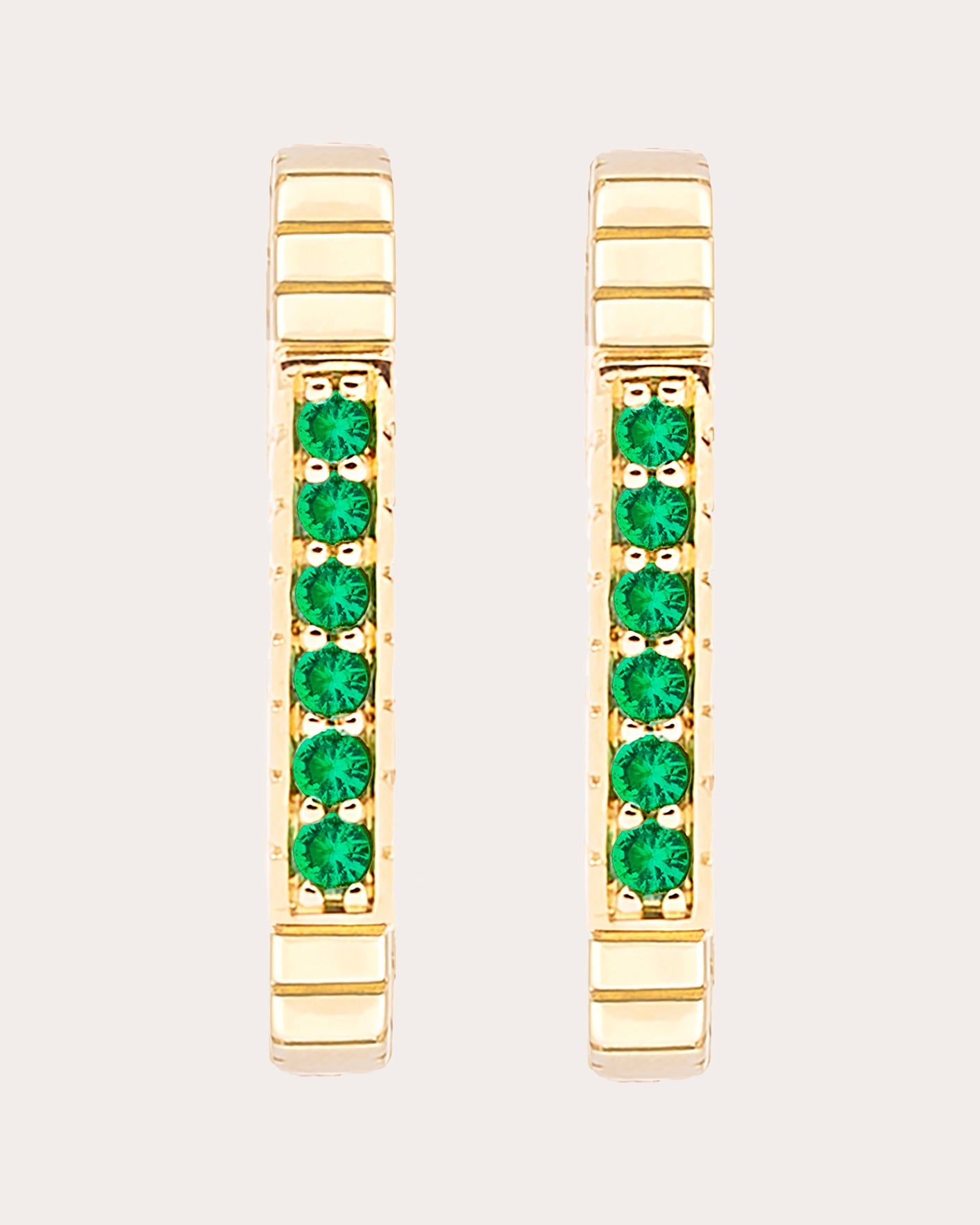 Emerald & 14k Gold Large Spark Hoop Earrings