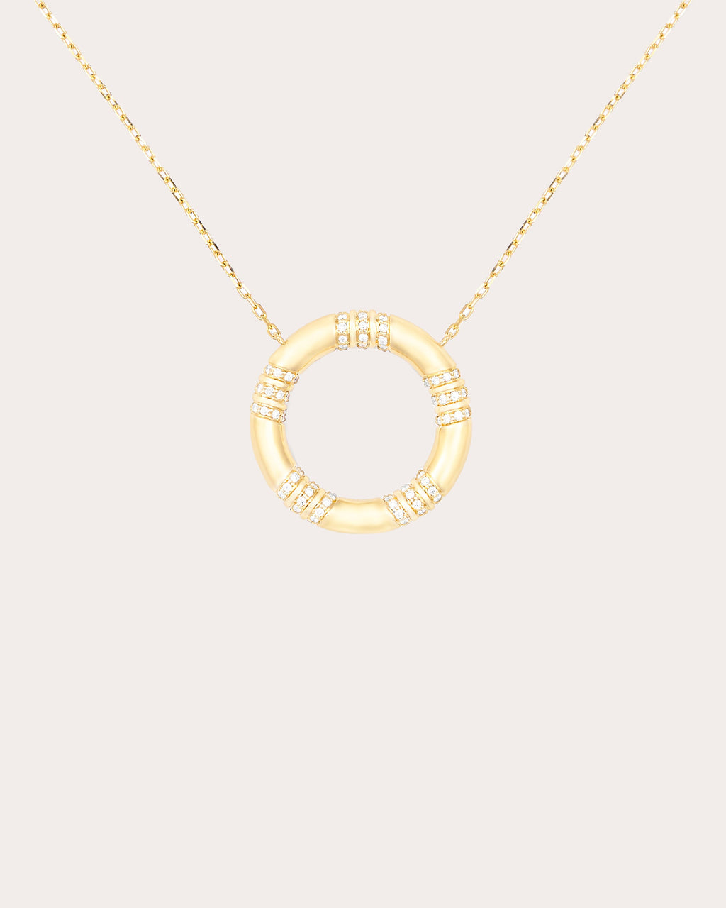 Diamond & 14k Gold Large Crew Pendant Necklace