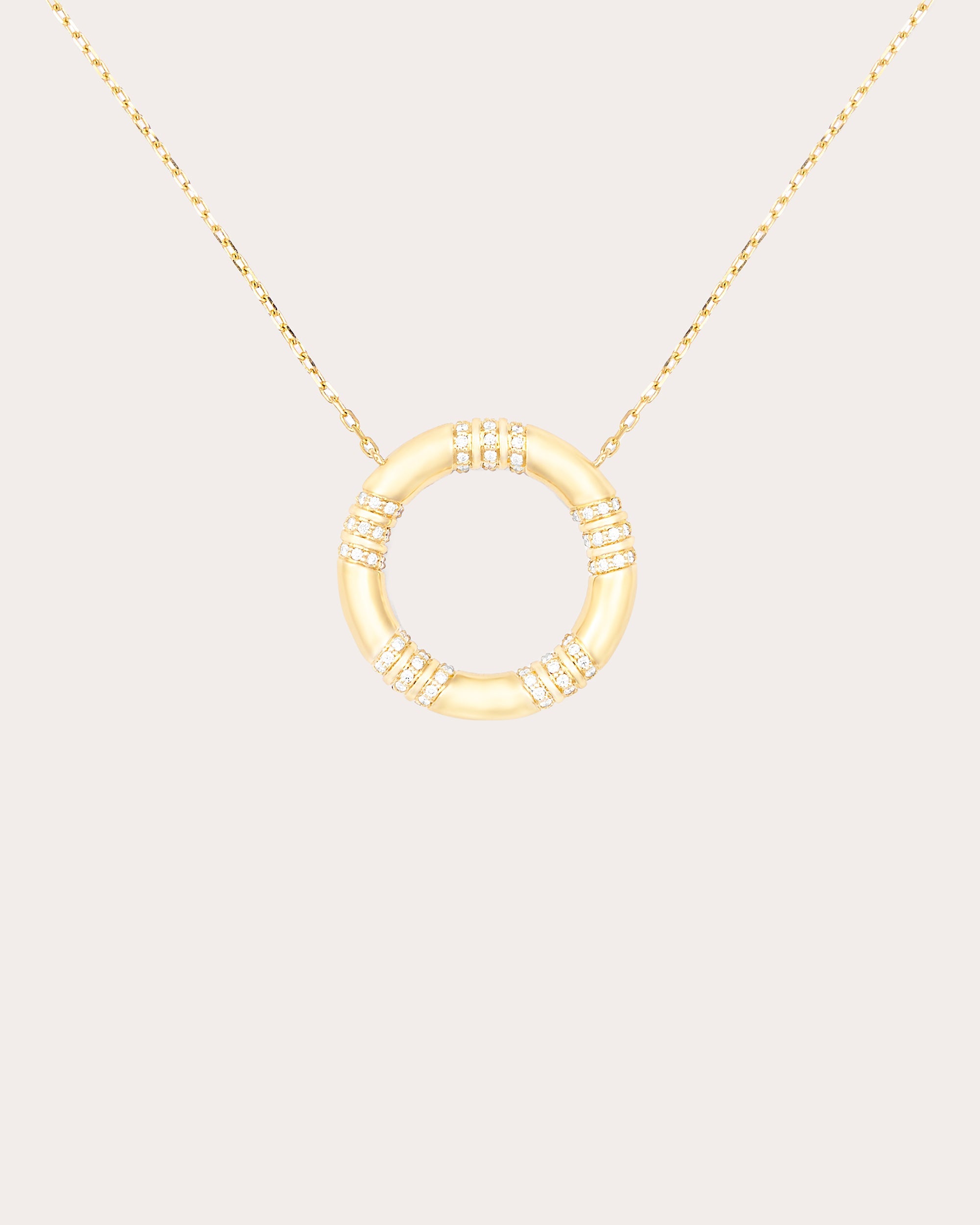Diamond & 14k Gold Large Crew Pendant Necklace