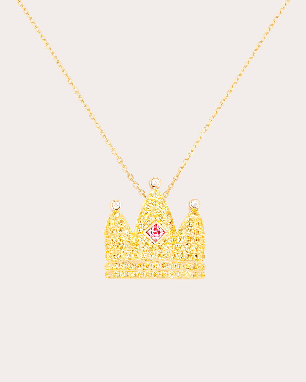 Sapphire & Diamond 14k Gold Juju Crown Pendant Necklace