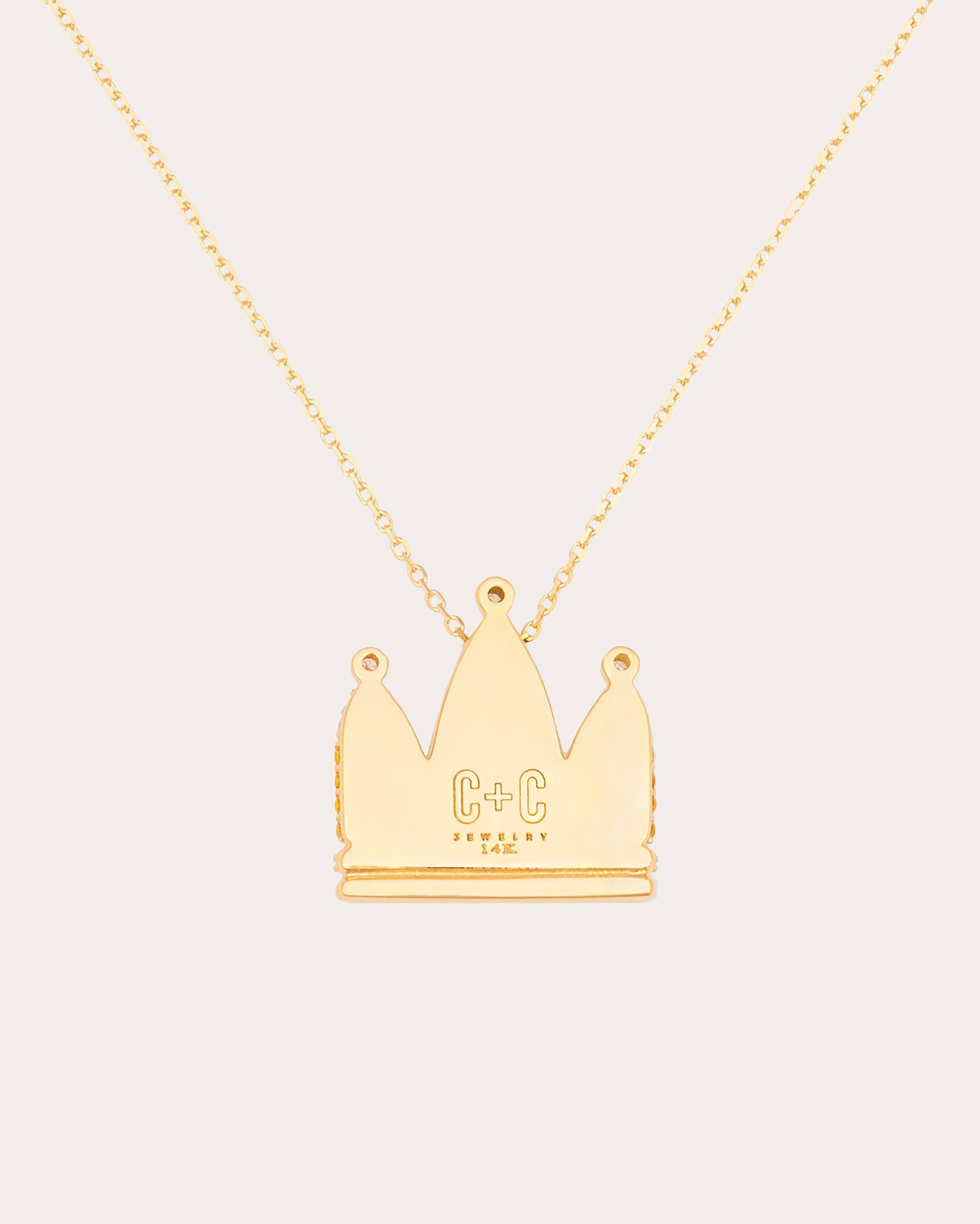 Sapphire & Diamond 14k Gold Juju Crown Pendant Necklace