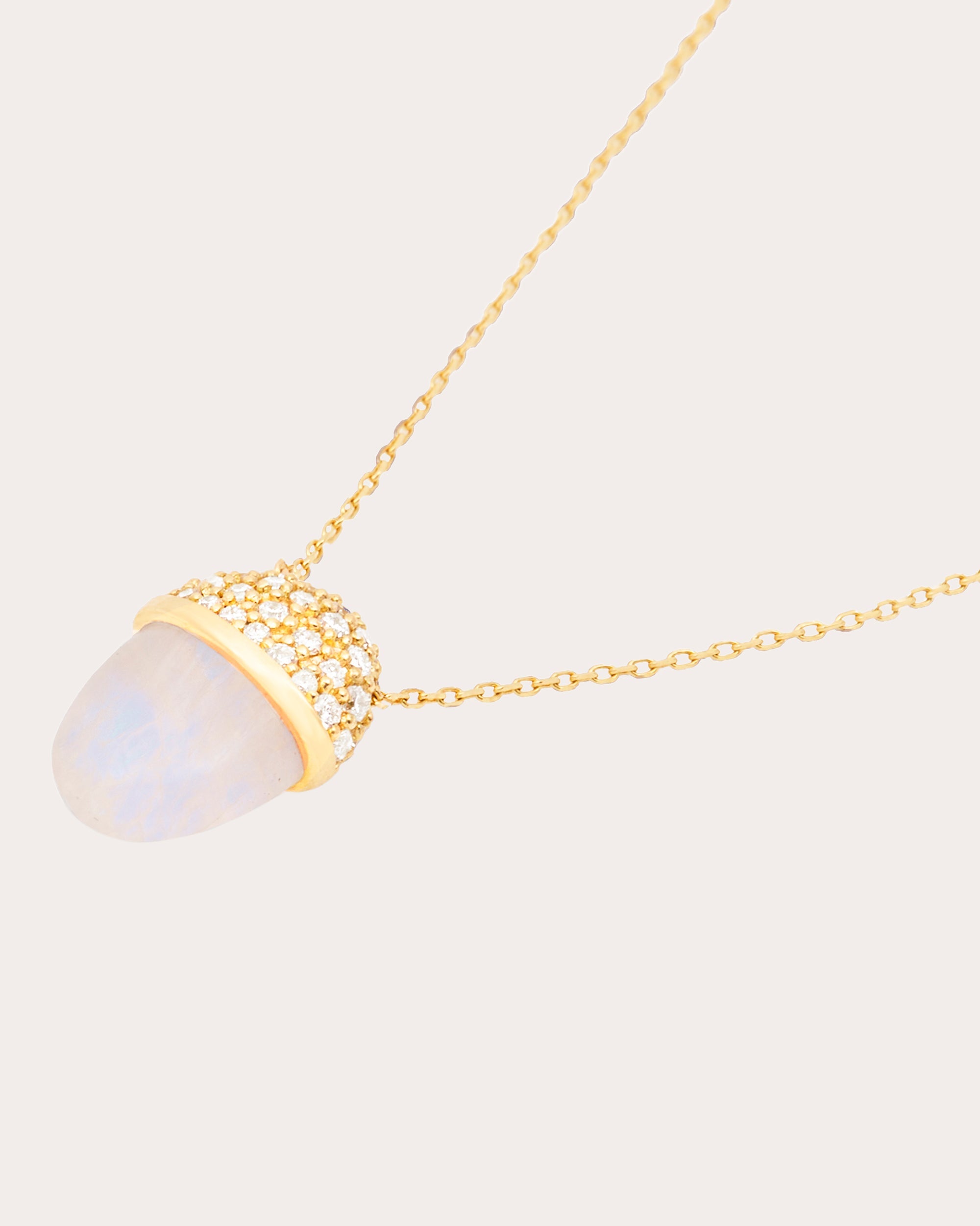 Diamond & Moonstone Found Cap Pendant Necklace