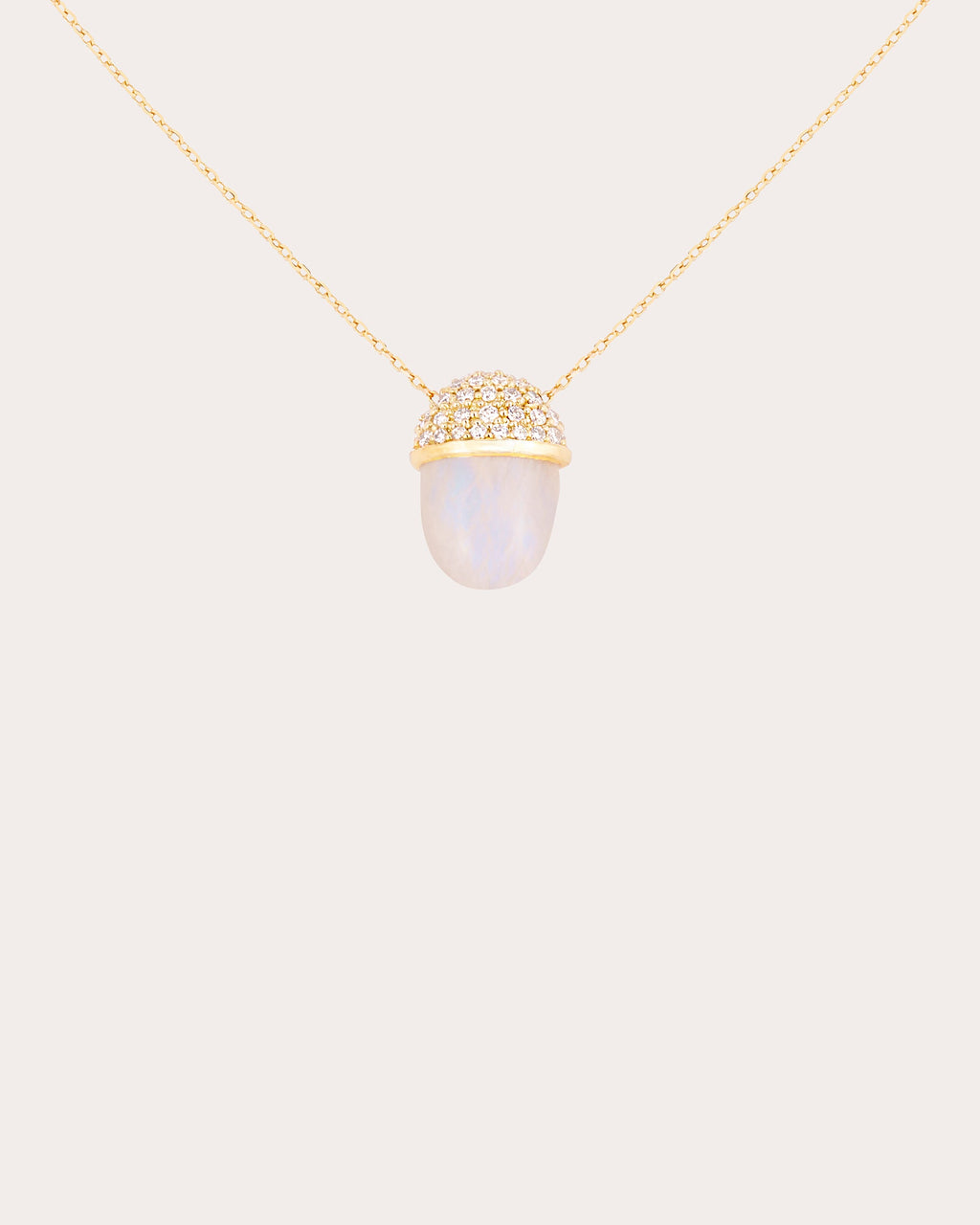 Diamond & Moonstone Found Cap Pendant Necklace