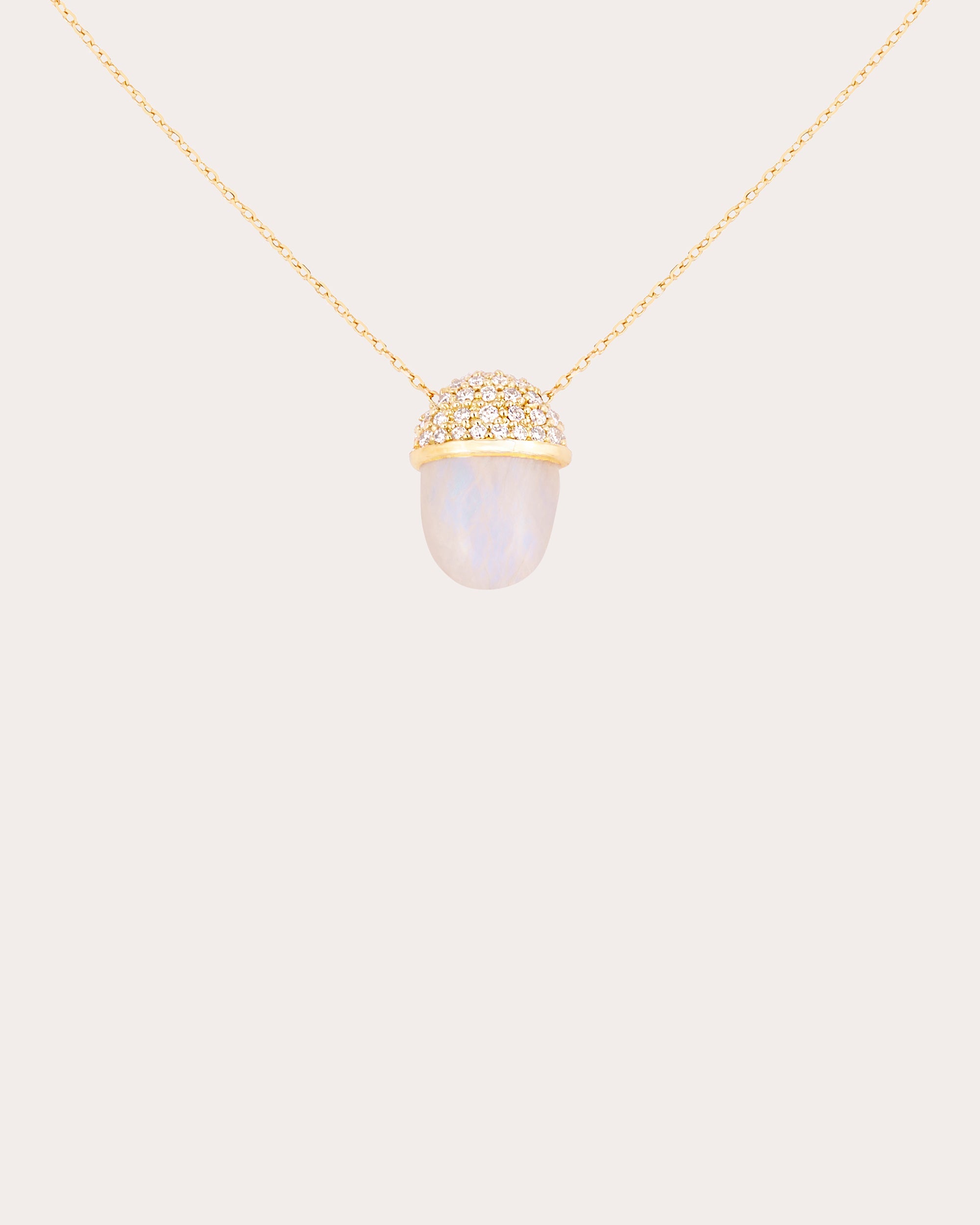 Diamond & Moonstone Found Cap Pendant Necklace
