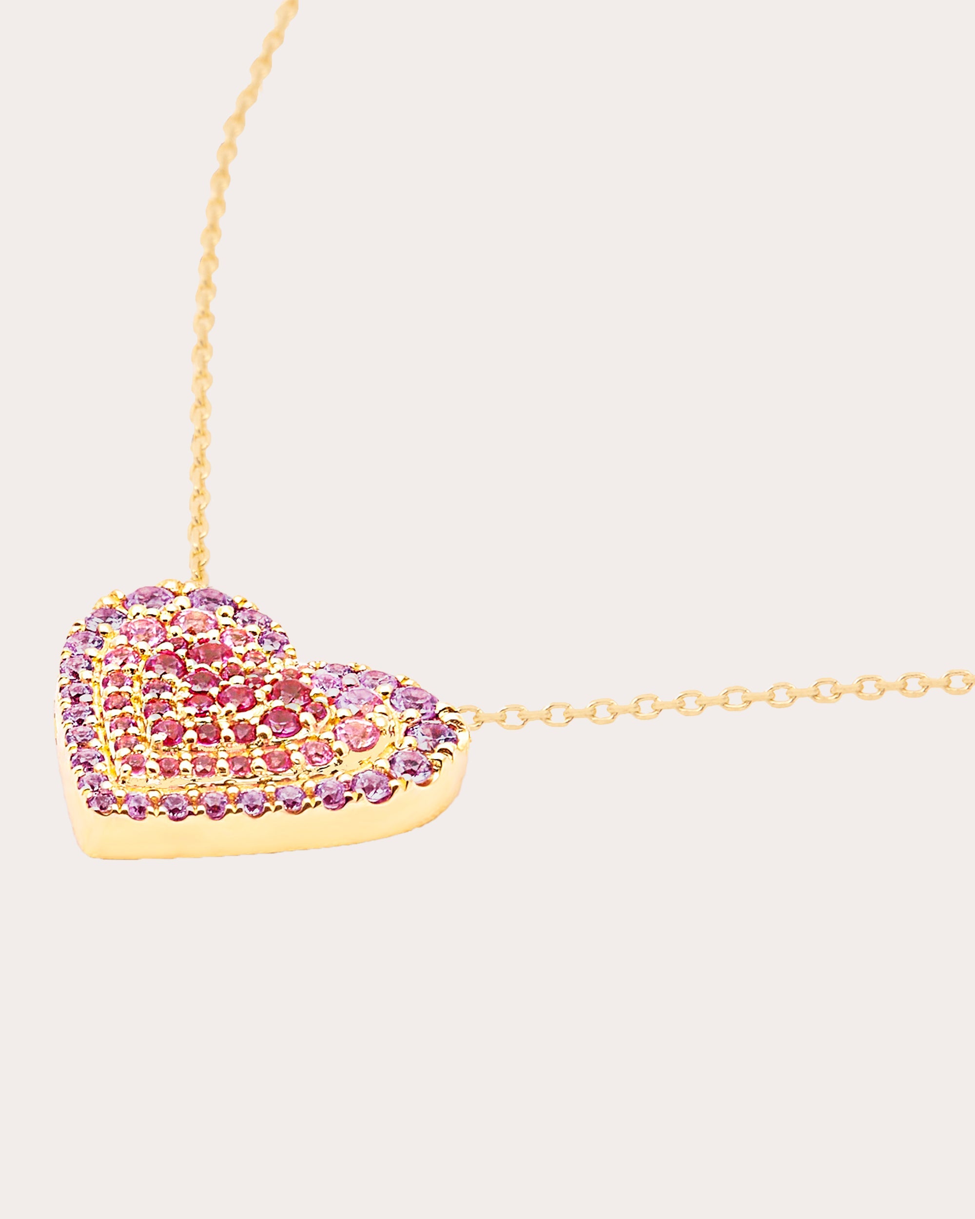 Pink Sapphire & Ruby 14k Gold Juju Heart Pendant Necklace