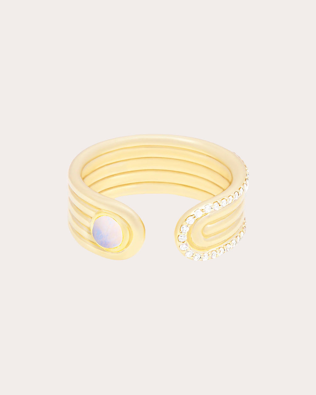 Moonstone Cabochon Found Open Ring