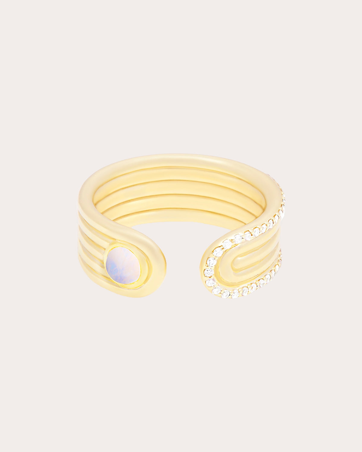 Moonstone Cabochon Found Open Ring