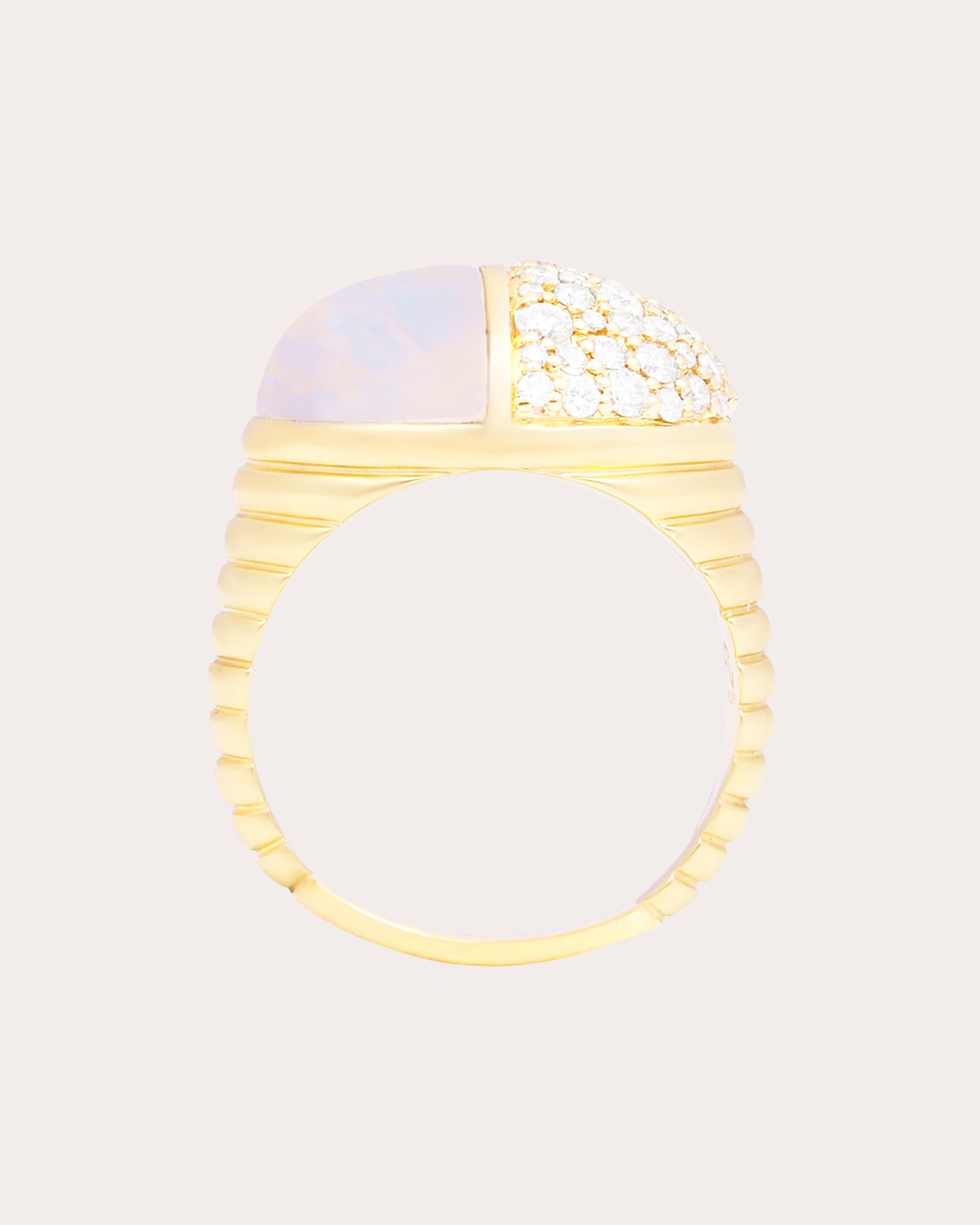 Diamond & Moonstone 14k Gold Found Cap Ring