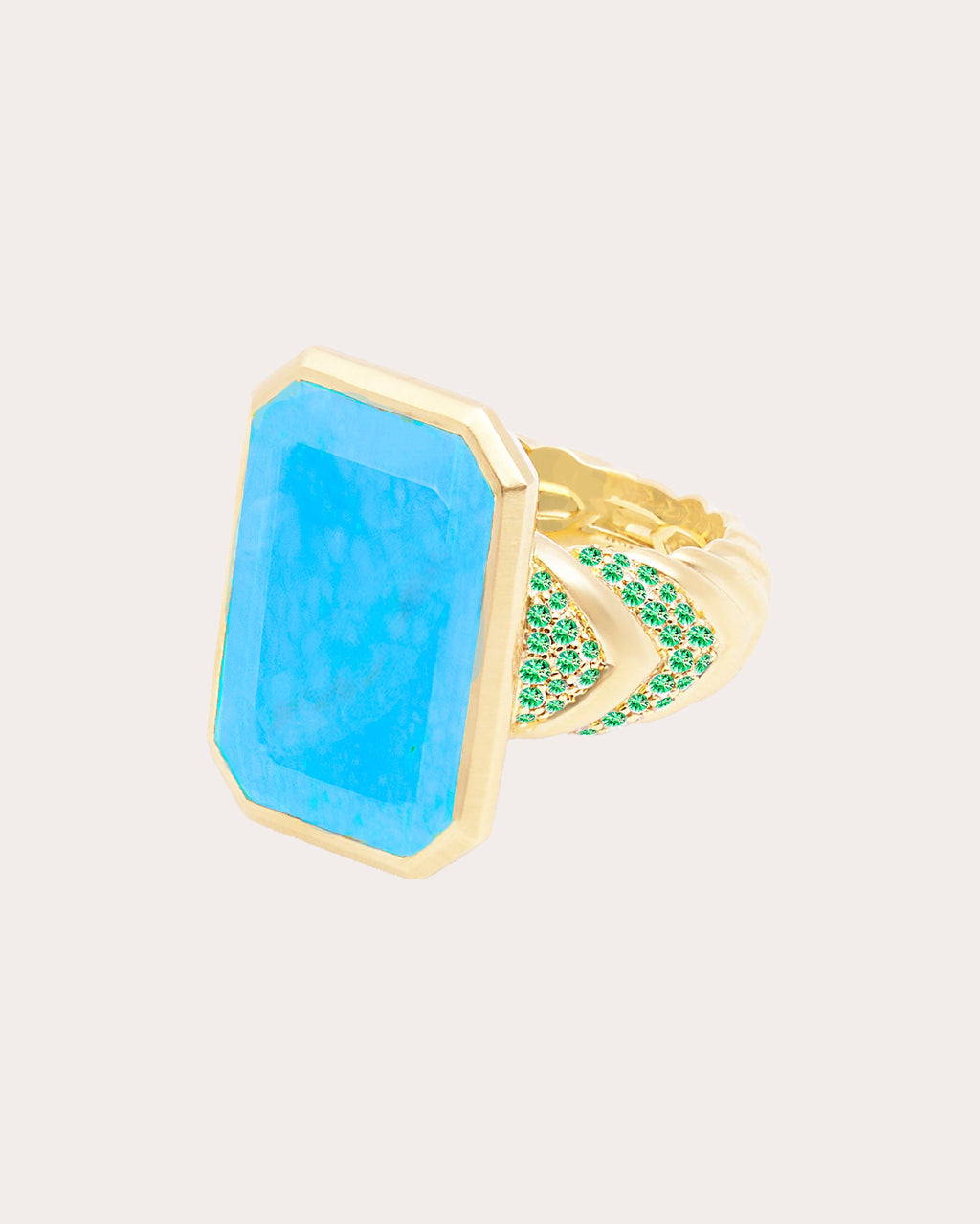 Emerald & Turquoise 14k Gold Spark Ring