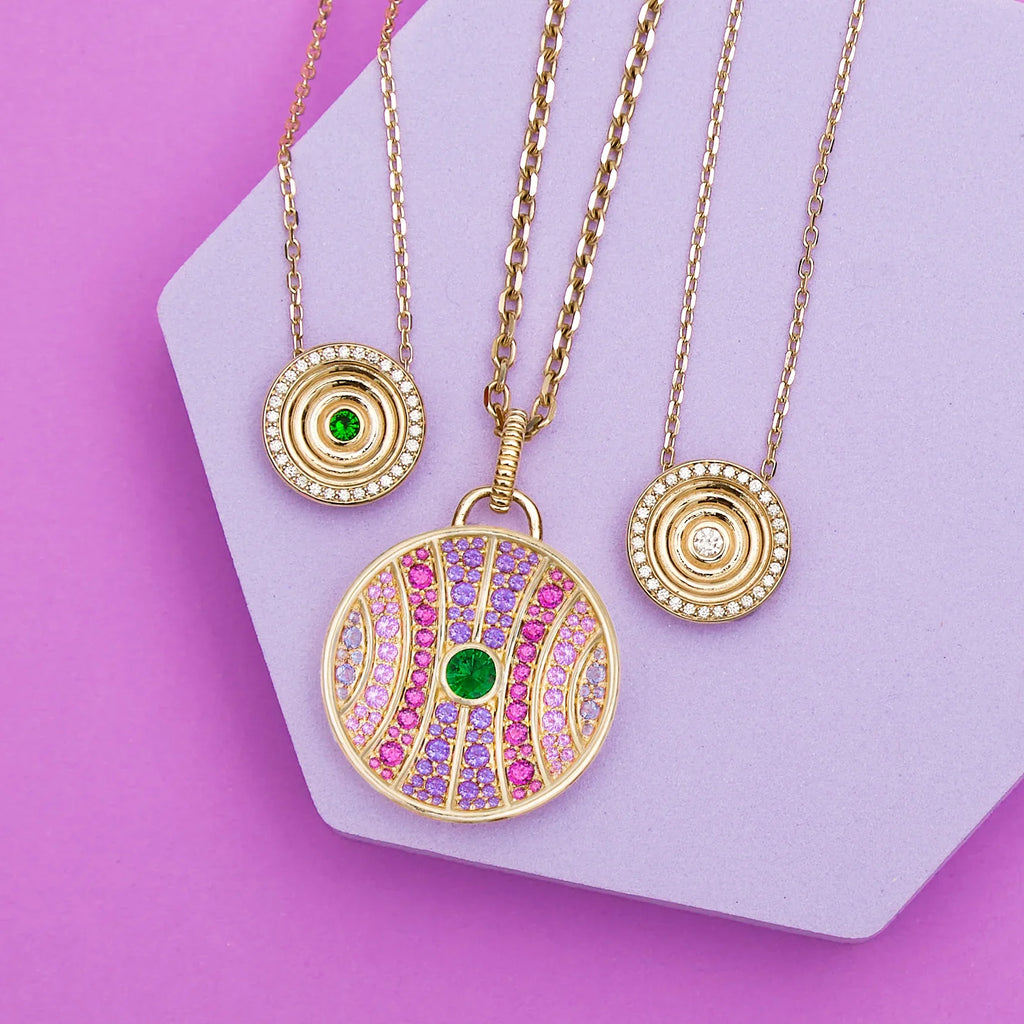 Diamond & Tsavorite 14k Gold Small Revel Pendant Necklace