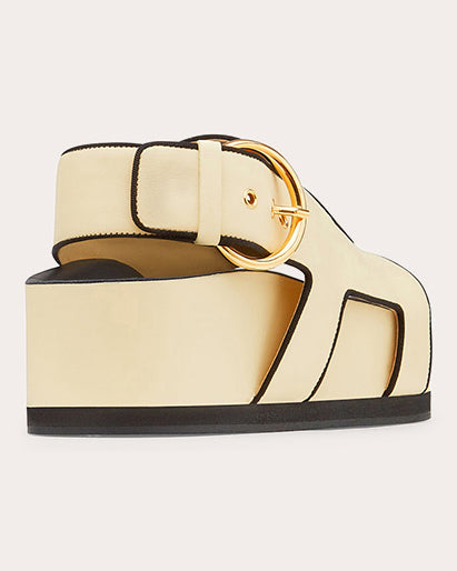 Cher Grosgrain-Trimmed Leather Platform Sandal